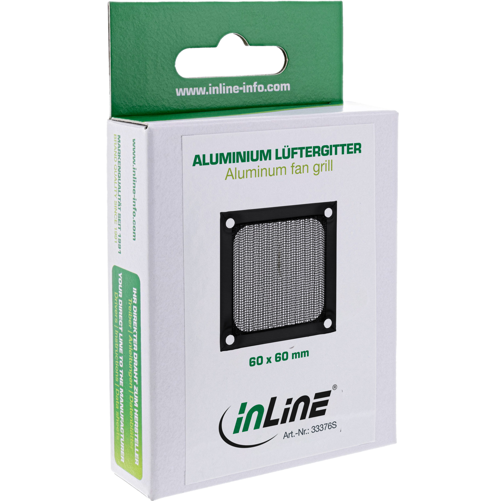 Inline® Lüftergitter, Aluminium Filter, 60x60mm, schwarz