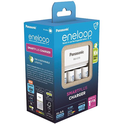 Panasonic eneloop Smart & Quick Charger BQ-CC55 inklusive 4x HR-3UTGB / BK-3MCDE
