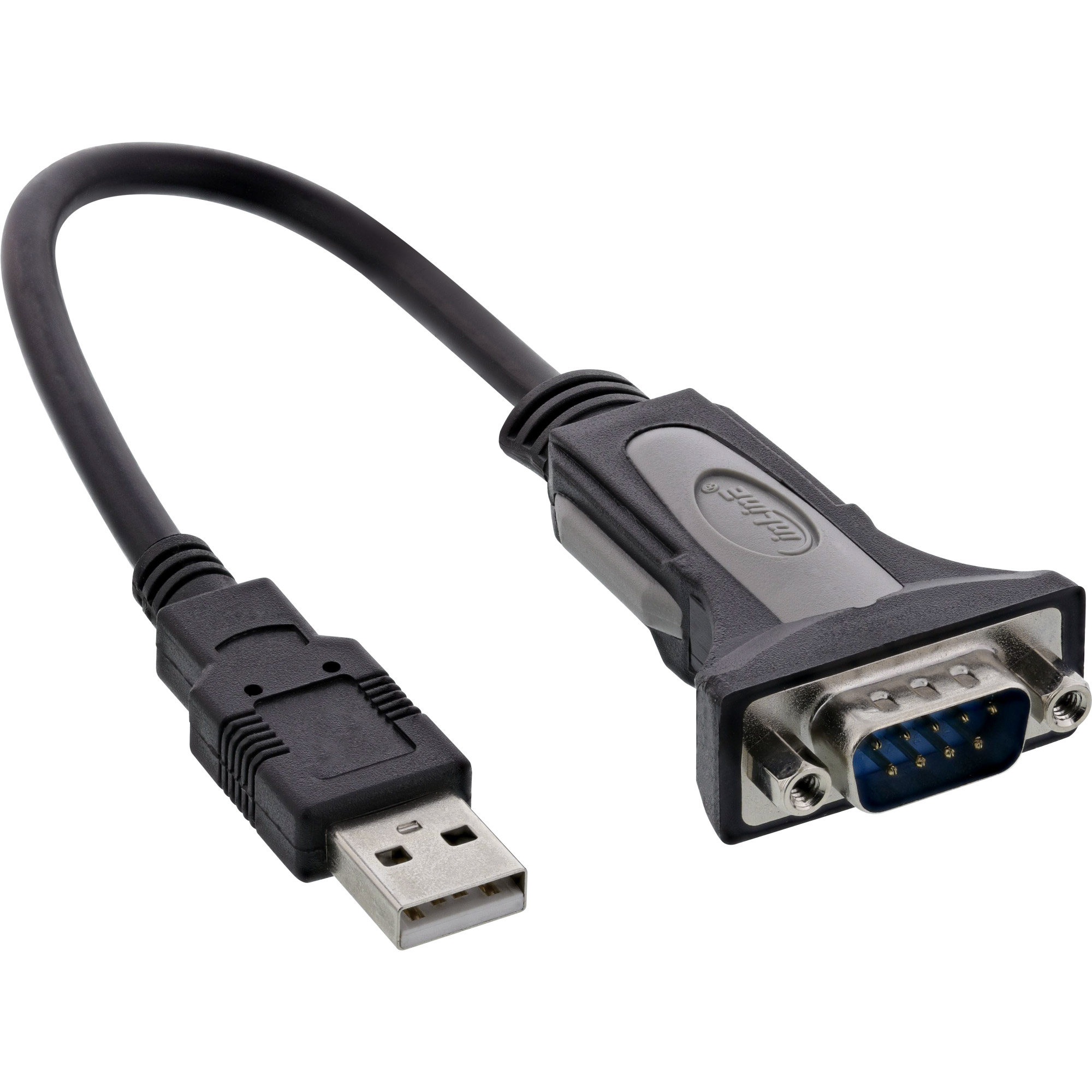 Inline® USB 2.0 zu Seriell Adapterkabel, USB A an 9pol Sub D Stecker, 0,25m