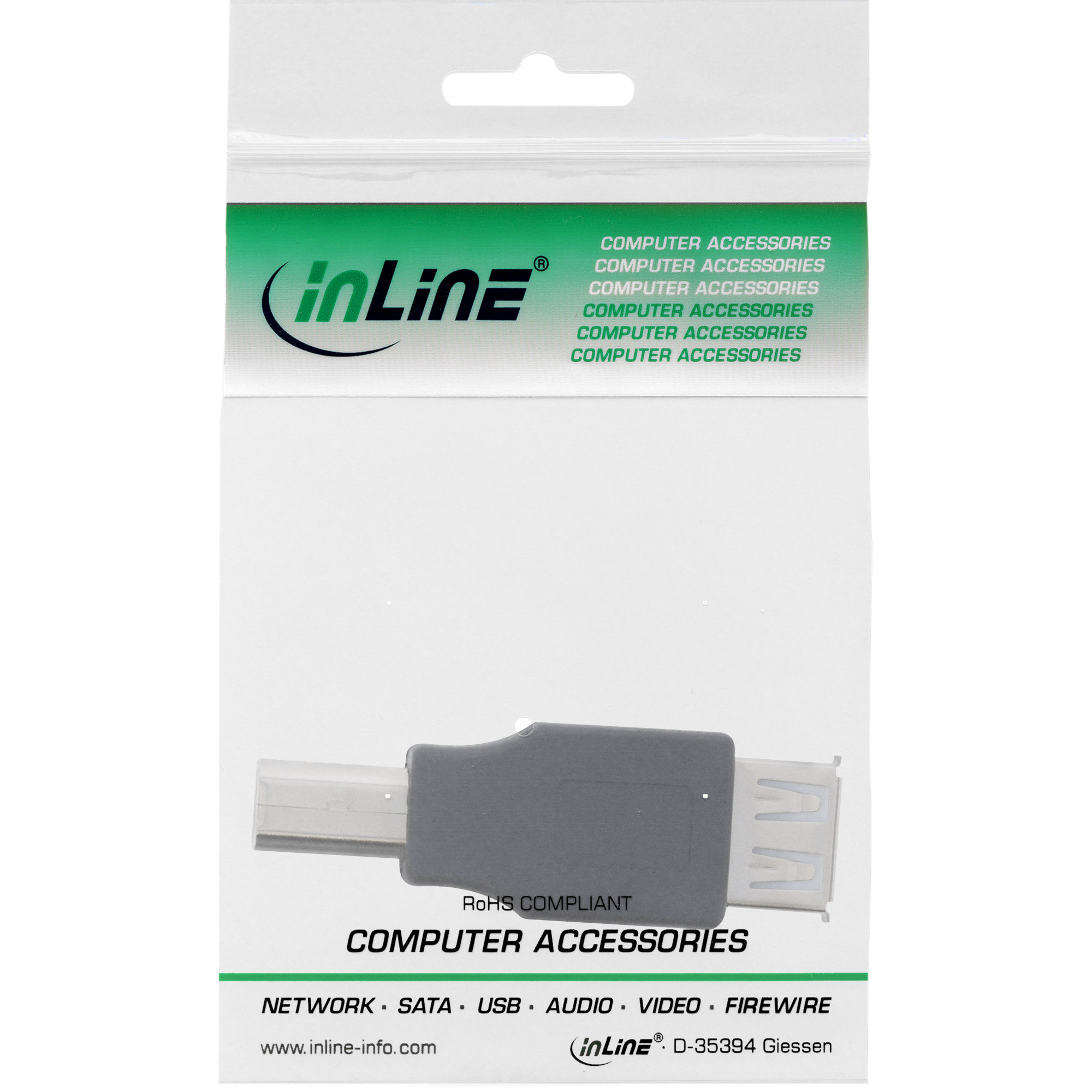 Inline® USB 2.0 Adapter, Buchse A auf Stecker B