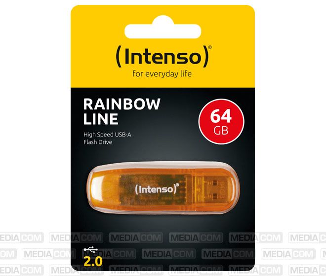 Intenso USB 2.0 Stick 64GB, Rainbow Line, orange