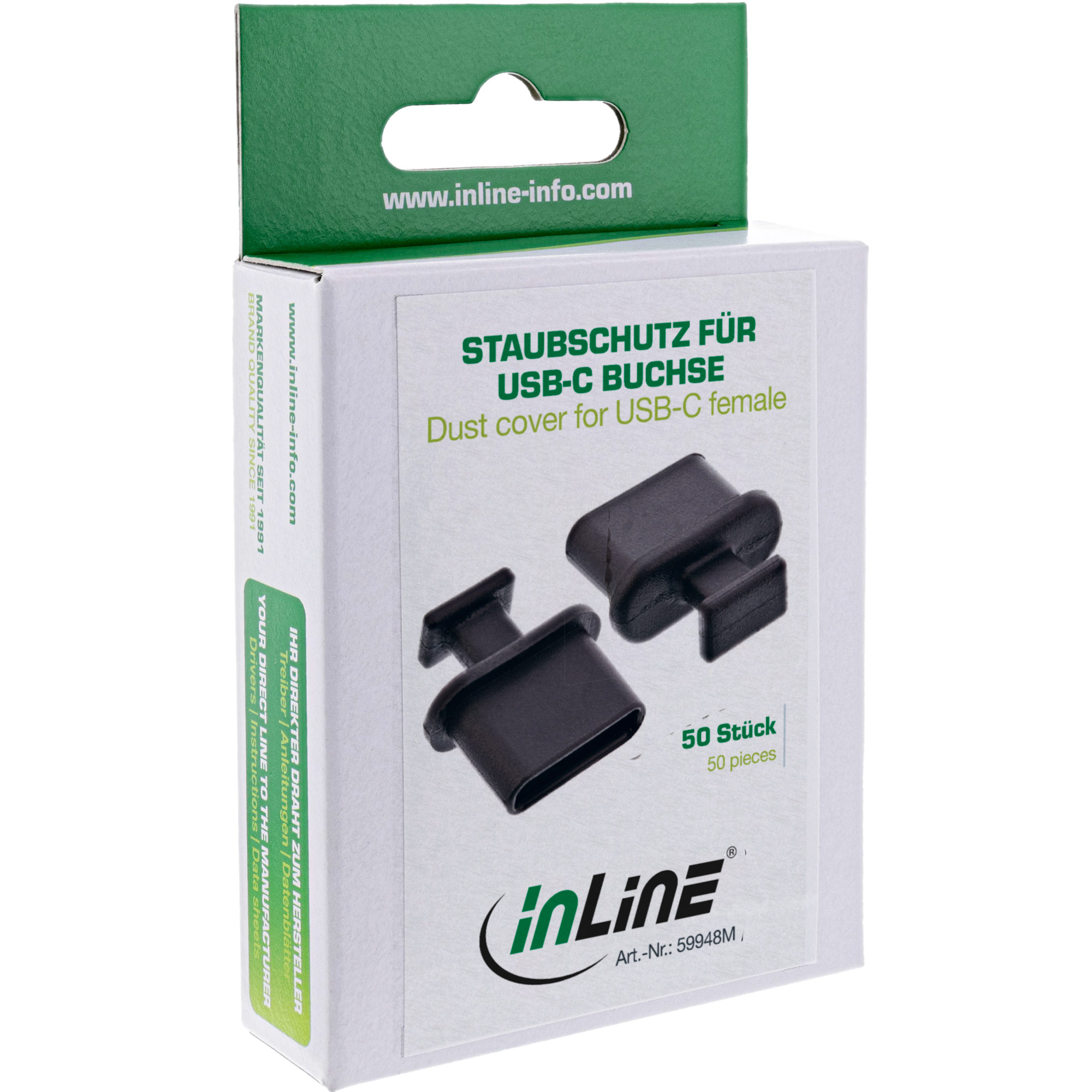 Inline® Staubschutz, für USB-C Buchse, schwarz 50er Pack