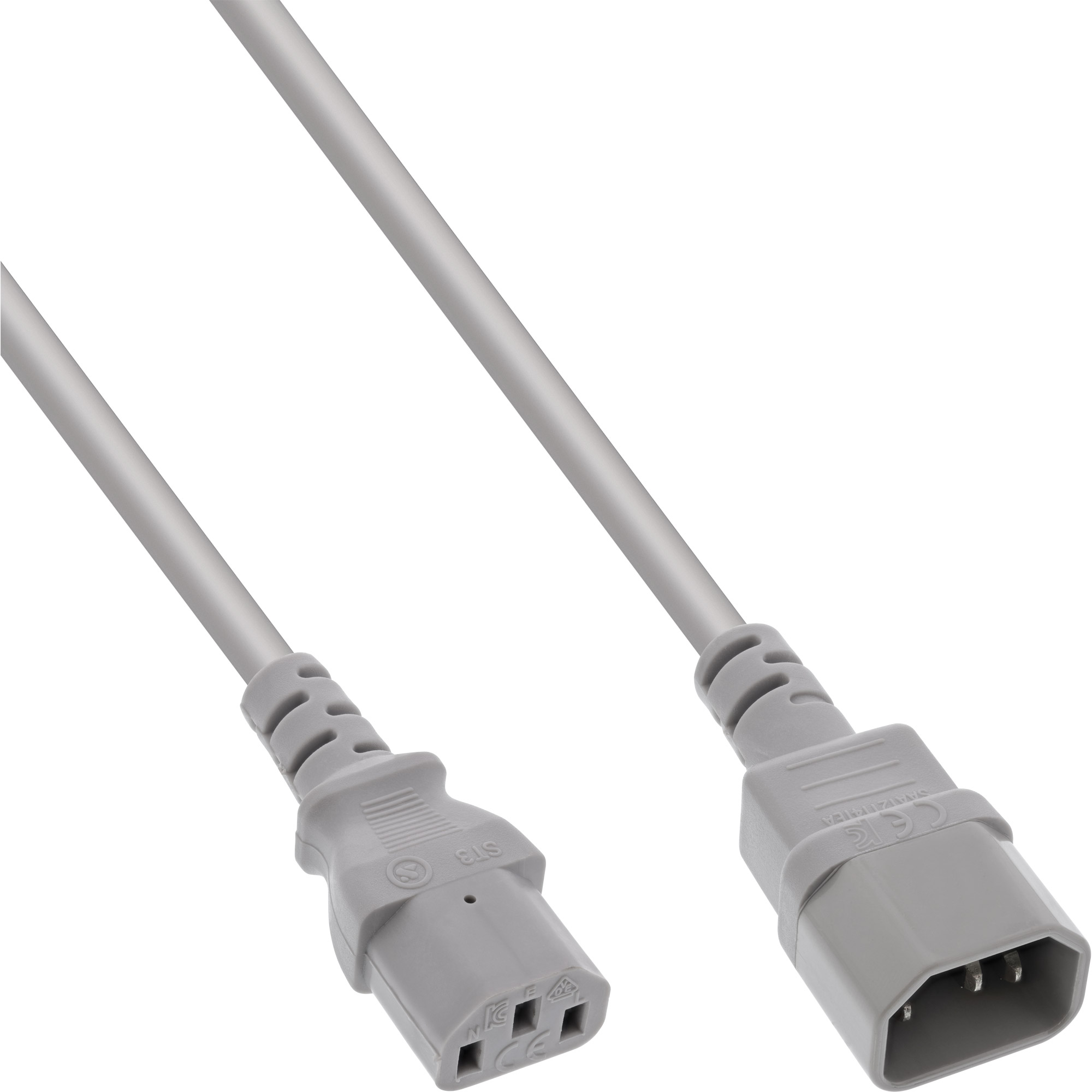 Inline® KaltgeräteverLängerung, C13 auf C14, grau, 0,3m