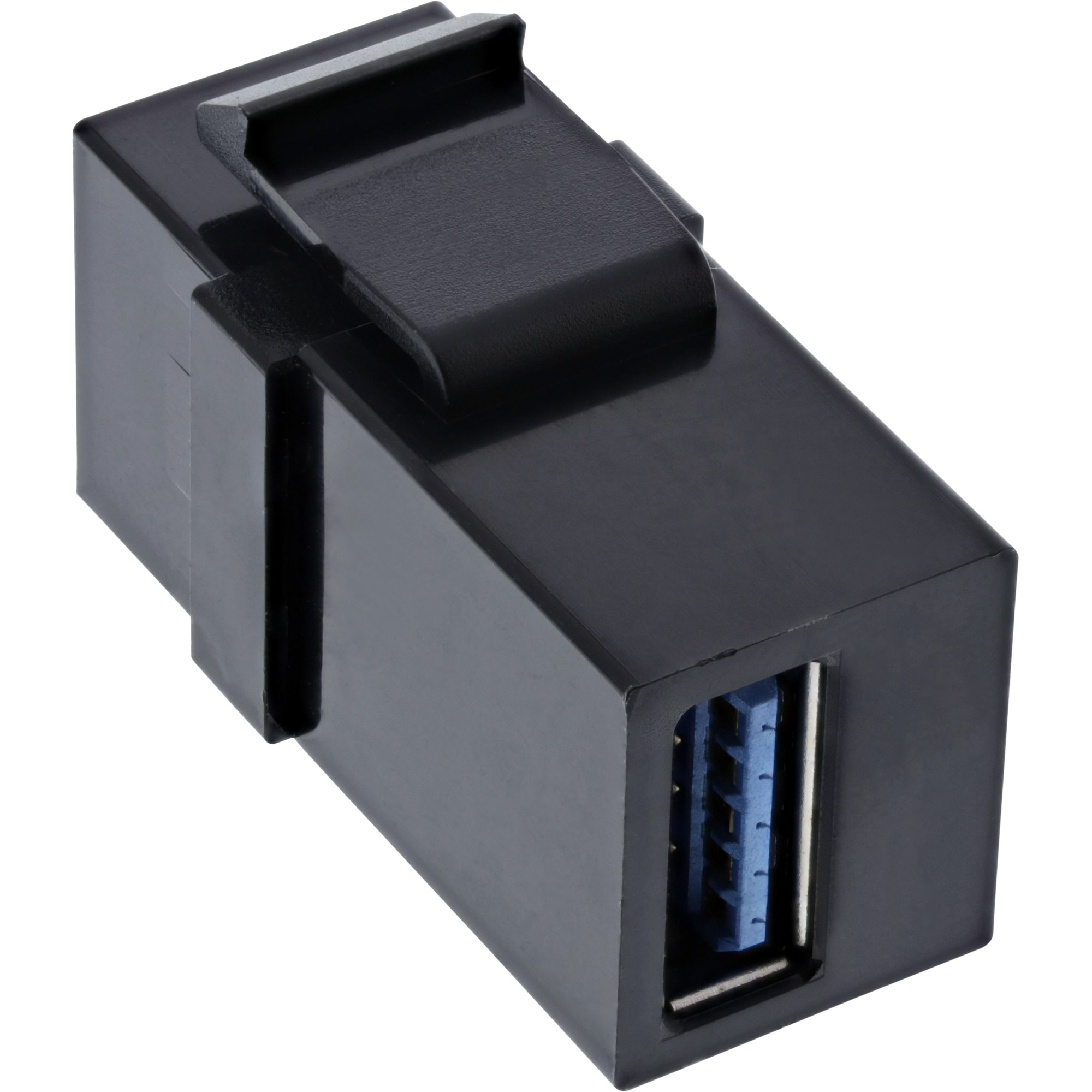 Inline® USB 3.1 Keystone Snap-In Einsatz, USB-A Buchse / Buchse, schwarz
