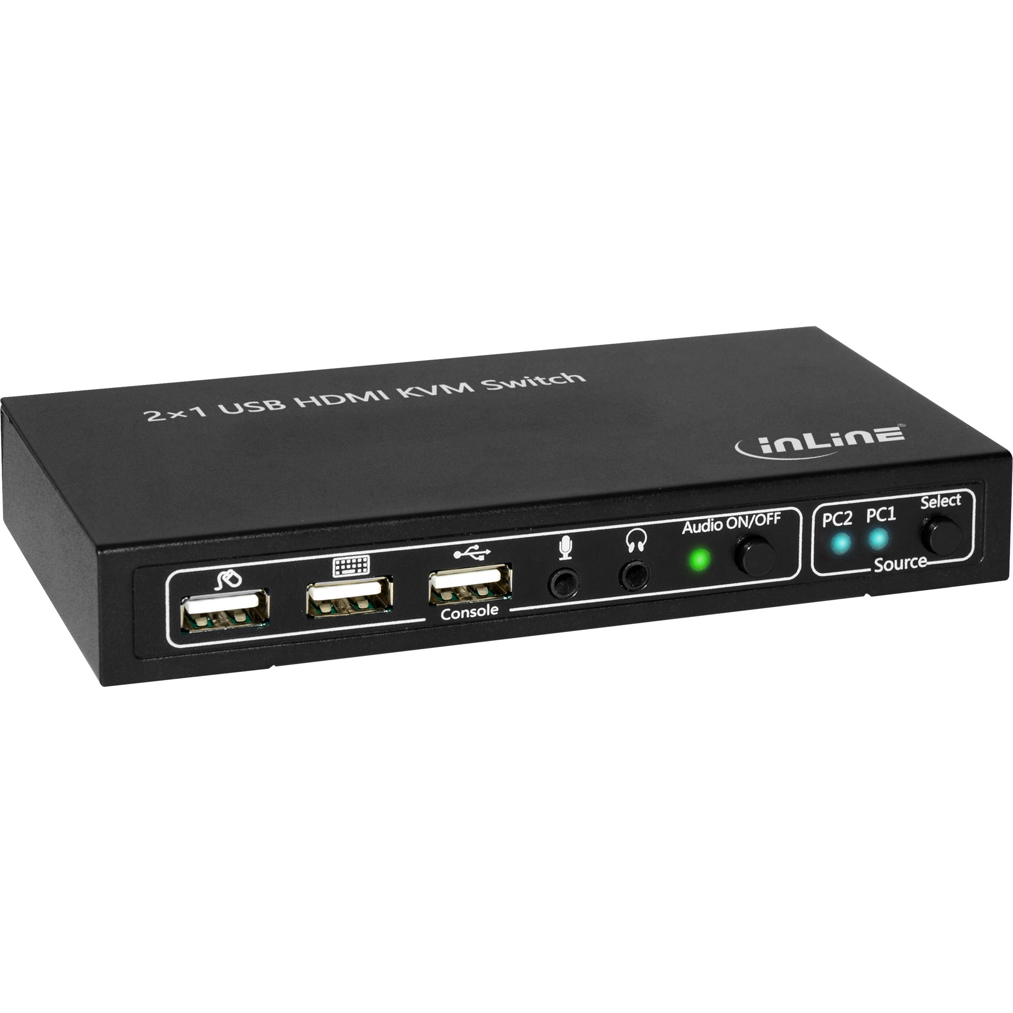Inline® KVM Desktop Switch, 2-fach, HDMI 4K2K, USB 2.0 Hub, mit Audio