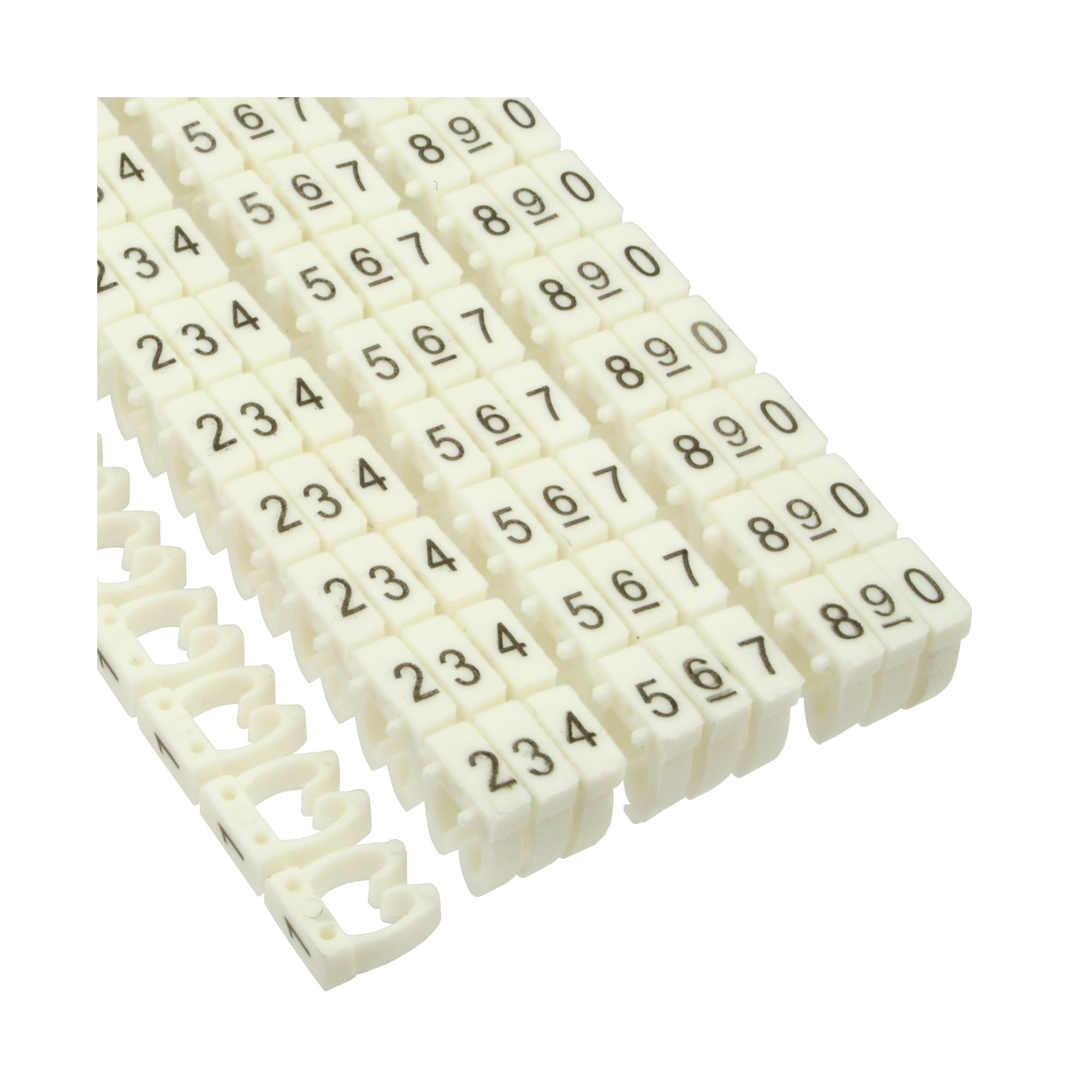 100er Pack Inline® Kabelmarkierer 6mm, Nr.0-9, weiß