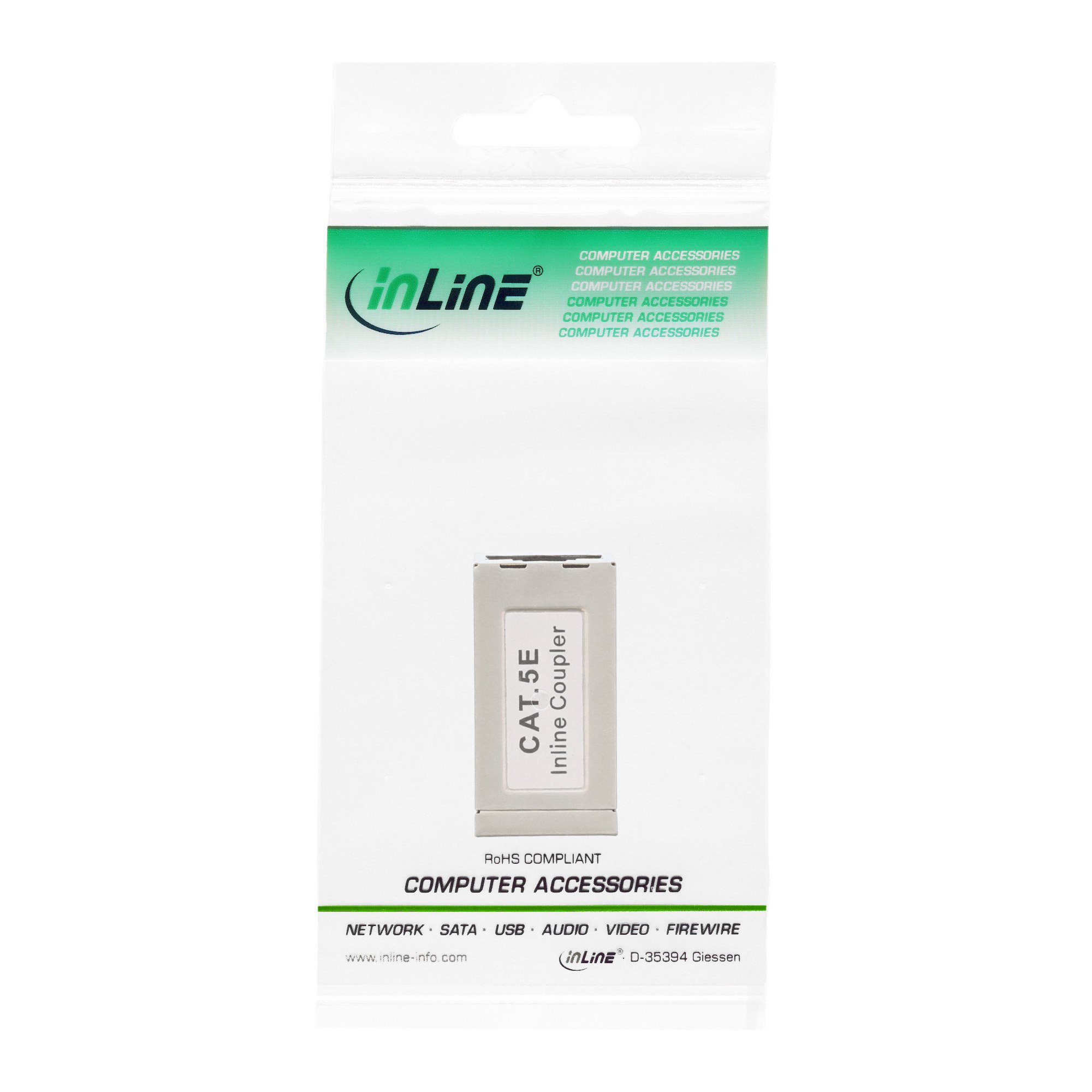 Inline® Patchkabelkupplung Metall Cat.5e, 2x RJ45 Buchse, geschirmt