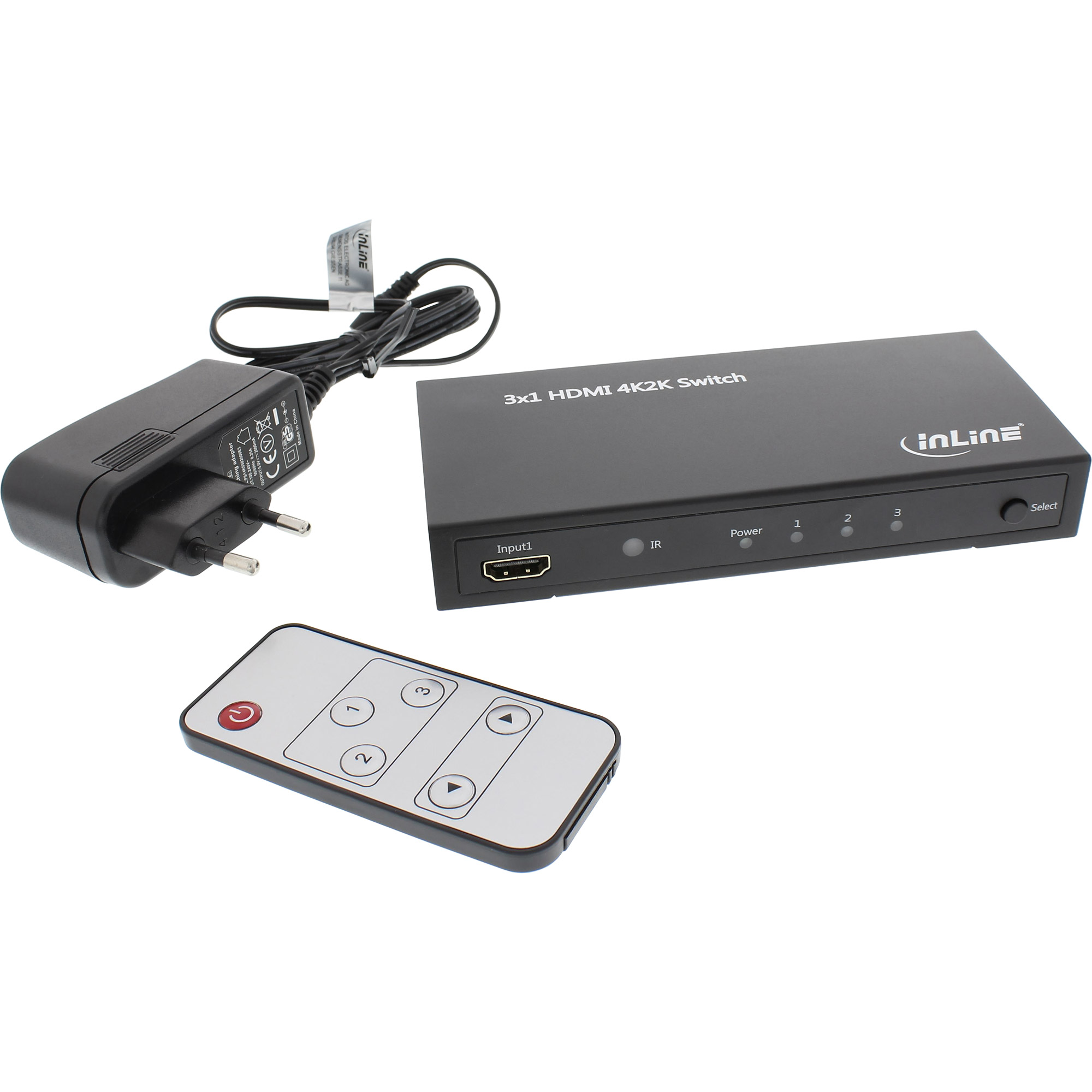 Inline® HDMI Switch / Umschalter, 3 Eingänge auf 1 Ausgang, 4K2K, 3D, HD Audio