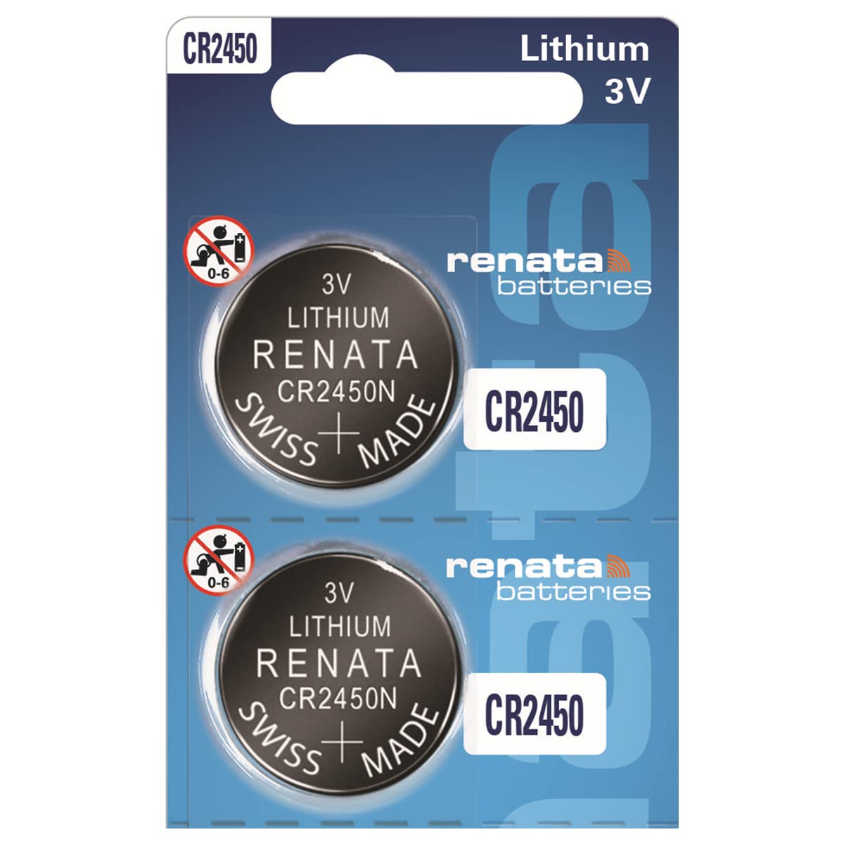 2x Renata CR2450N 2450 mit Absatz Lithium Knopfzelle 3V Batterie