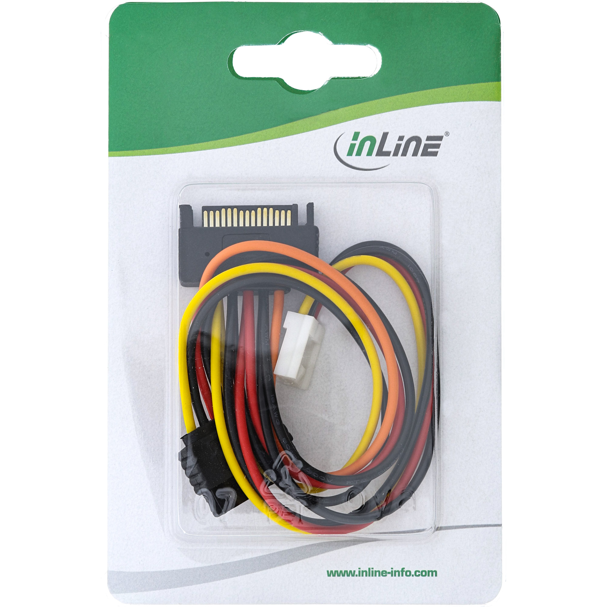 Inline® SATA Stromadapapterkabel, SATA BU an SATA ST + 8,89cm (3,5") Stecker