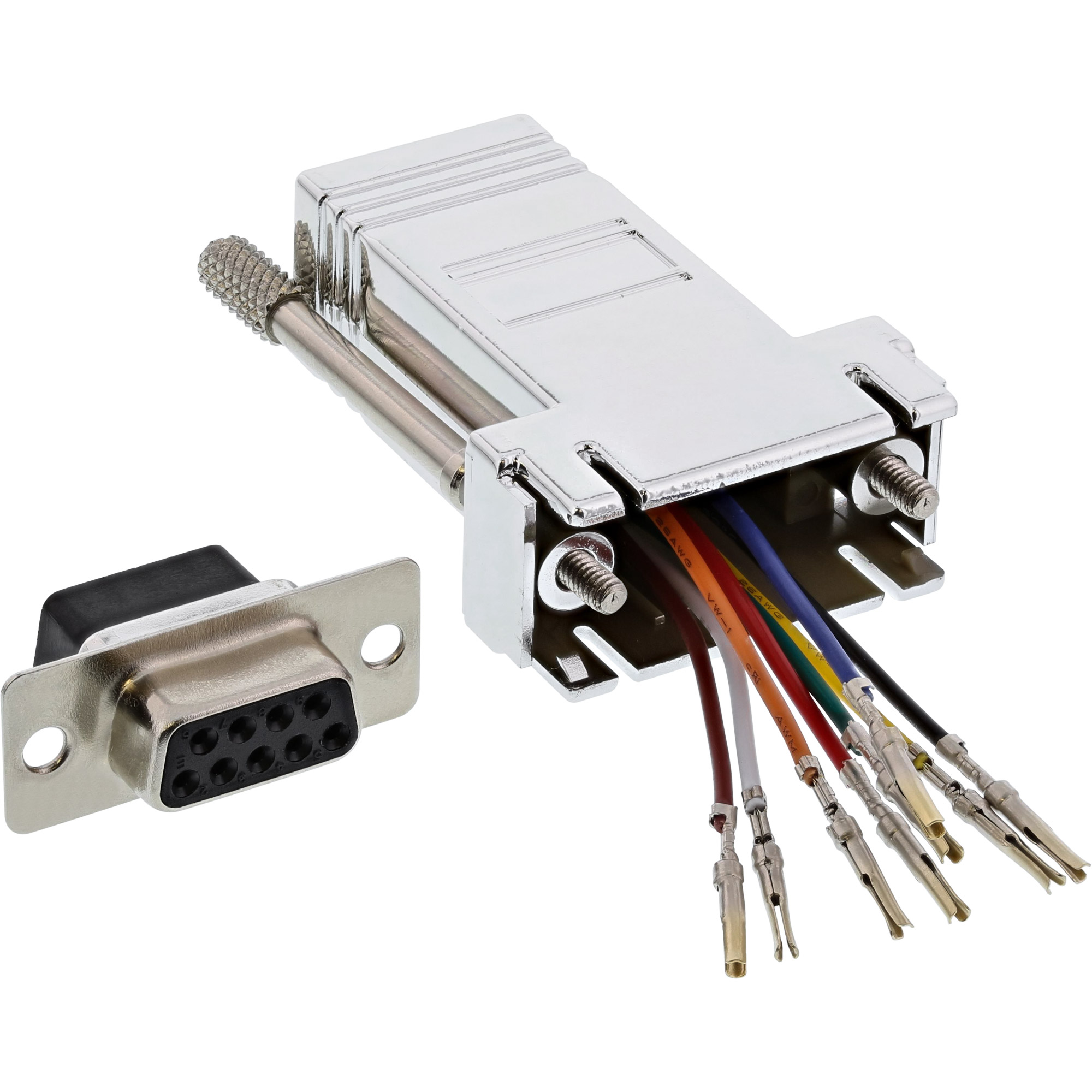 Inline® Adapter, 9pol Sub D Buchse an RJ45 Buchse, metallisiert