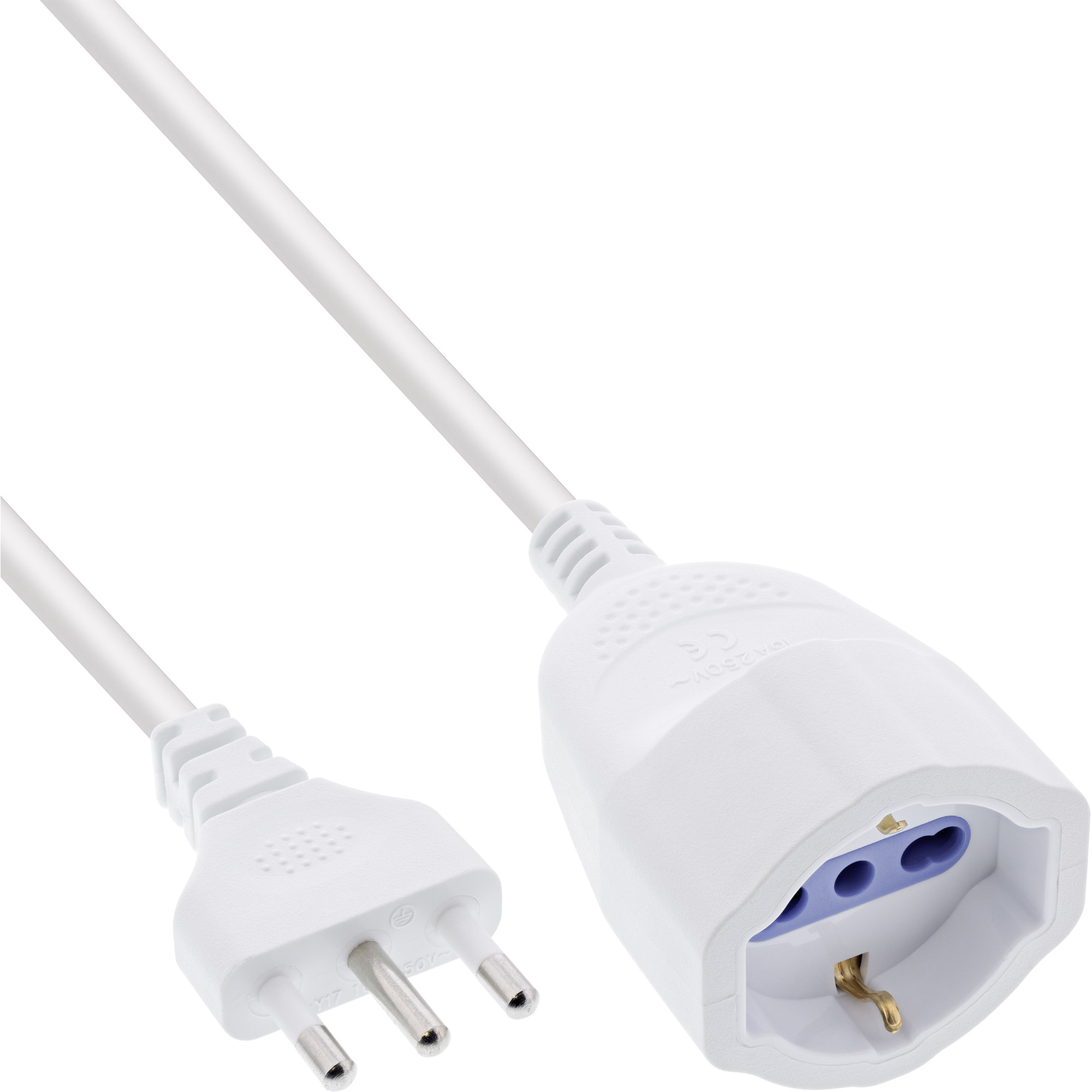 InLine® Strom-Verlängerung Schutzkontakt ITALIEN Stecker L / Buchse F, weiß, 2m InLine® Strom-Verlängerung Schutzkontakt ITALIEN Stecker L / Buchse F, weiß, 2m