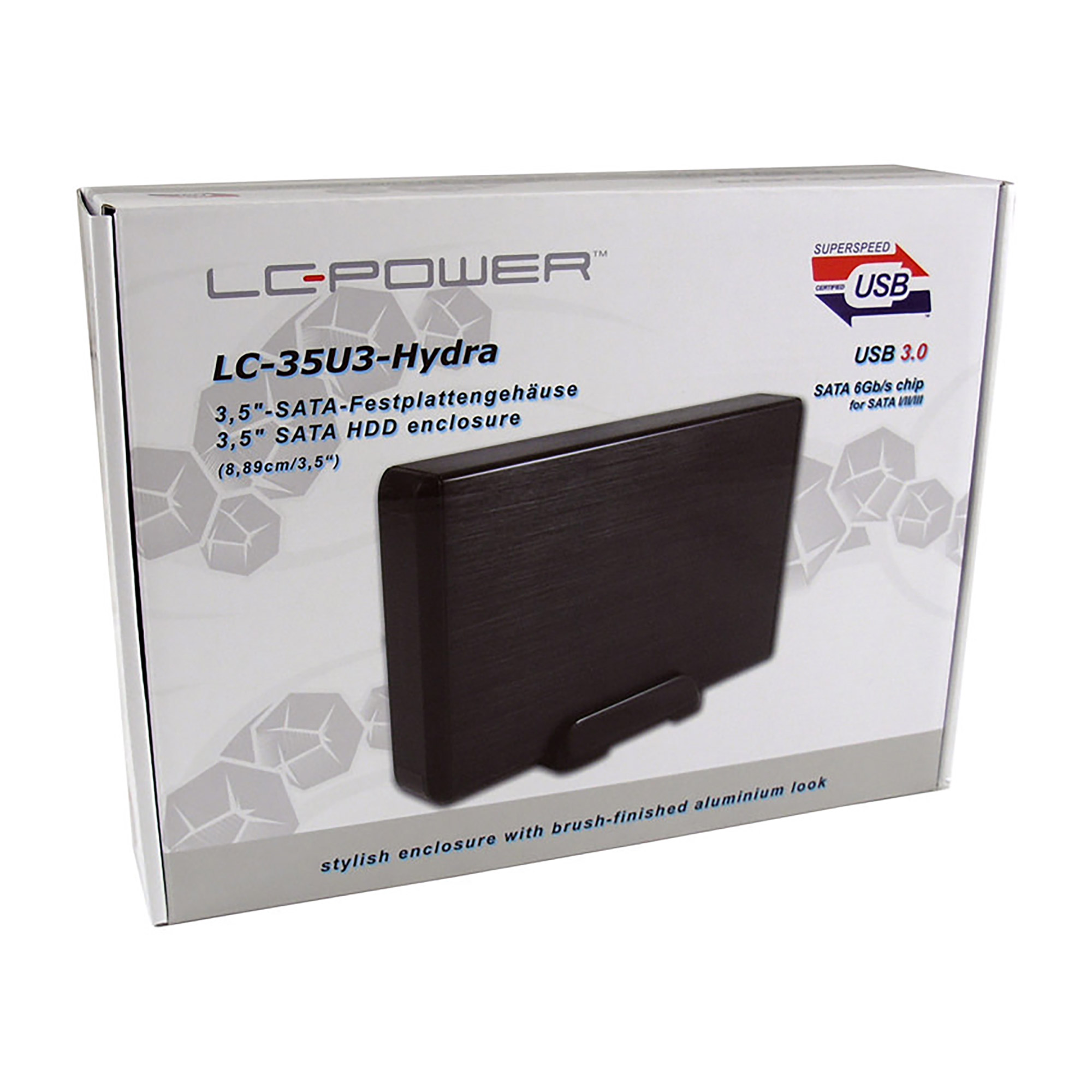 LC-Power LC-35U3-Hydra, externes 3,5"-SATA-FestplattenGehäuse mit Hub, USB-C LC-Power LC-35U3-Hydra, externes 3,5"-SATA-FestplattenGehäuse mit Hub, USB-C