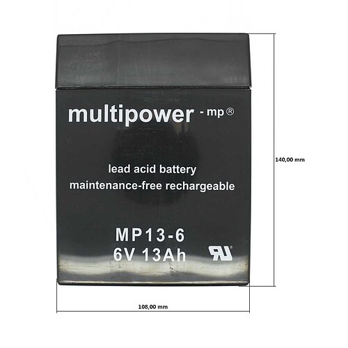 Multipower MP13-6 AGM 6V 13Ah - 4,8 / 6,3mm Faston