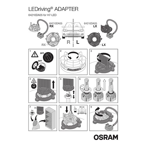 OSRAM Montagehalterung Adapter DA05 für NIGHT BREAKER LED H7-LED 2 Stück