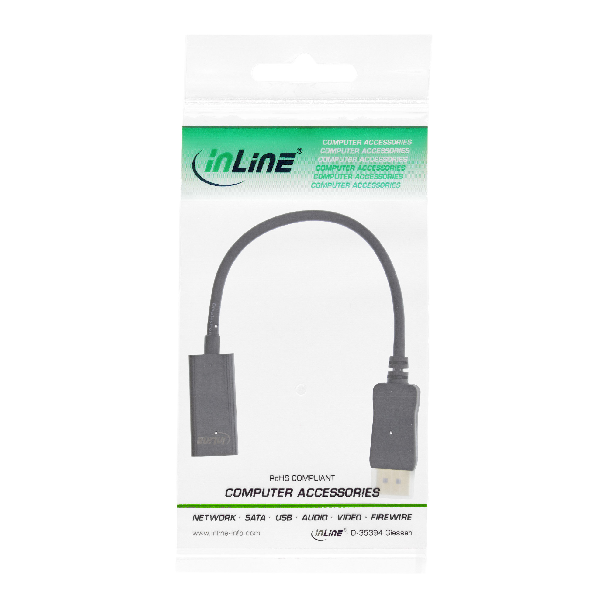 Inline® DisplayPort zu HDMI Stecker / Buchse Adapterkabel mit Audio, 4K