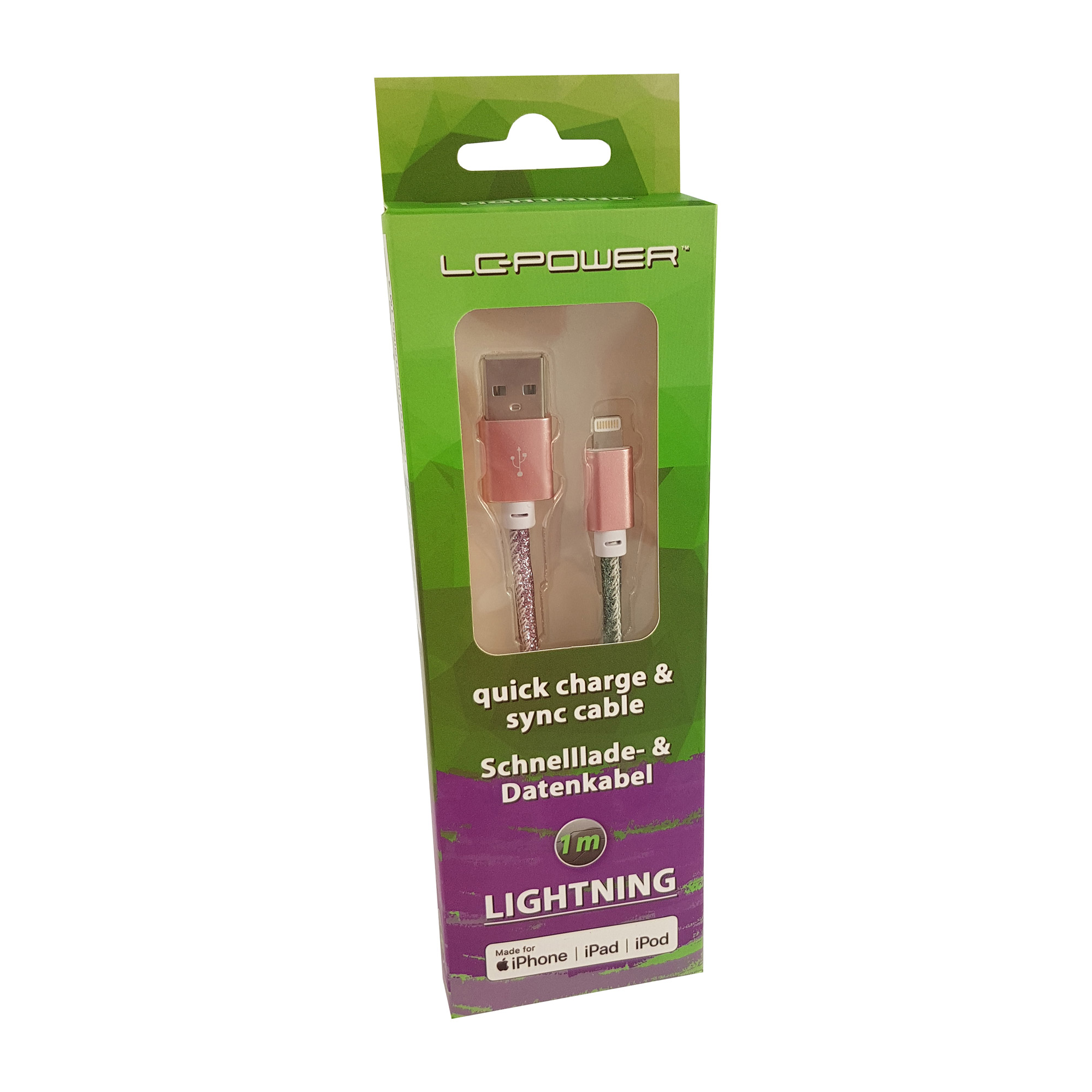LC-Power LC-C-USB-Lightning-1M-4 (MFI) USB A zu Lightning Kabel, Disco-Glitzer, LC-Power LC-C-USB-Lightning-1M-4 (MFI) USB A zu Lightning Kabel, Disco-Glitzer,