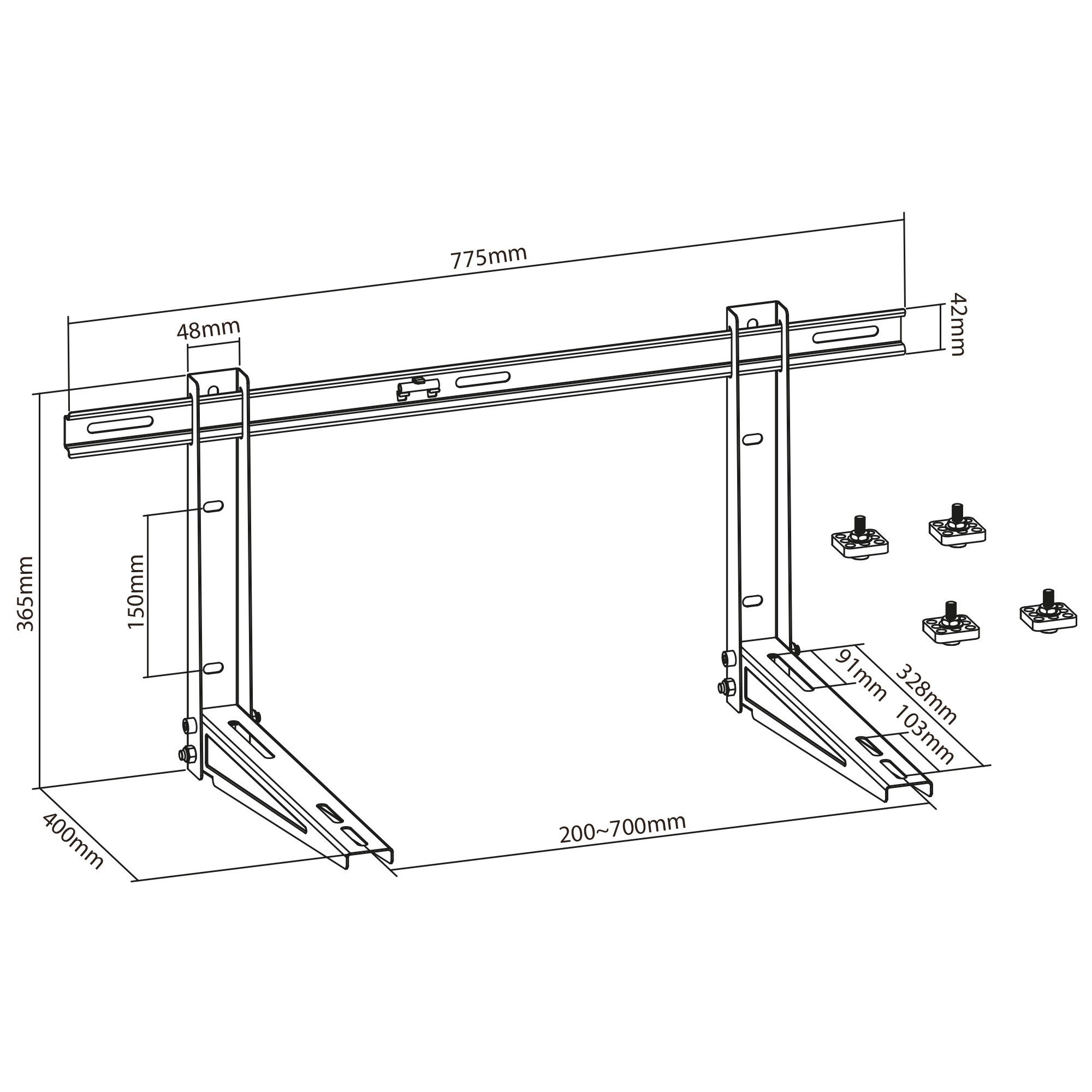 Inline® Halterung für Split Klimaanlage außengerät oder Wärempumpe, weiß
