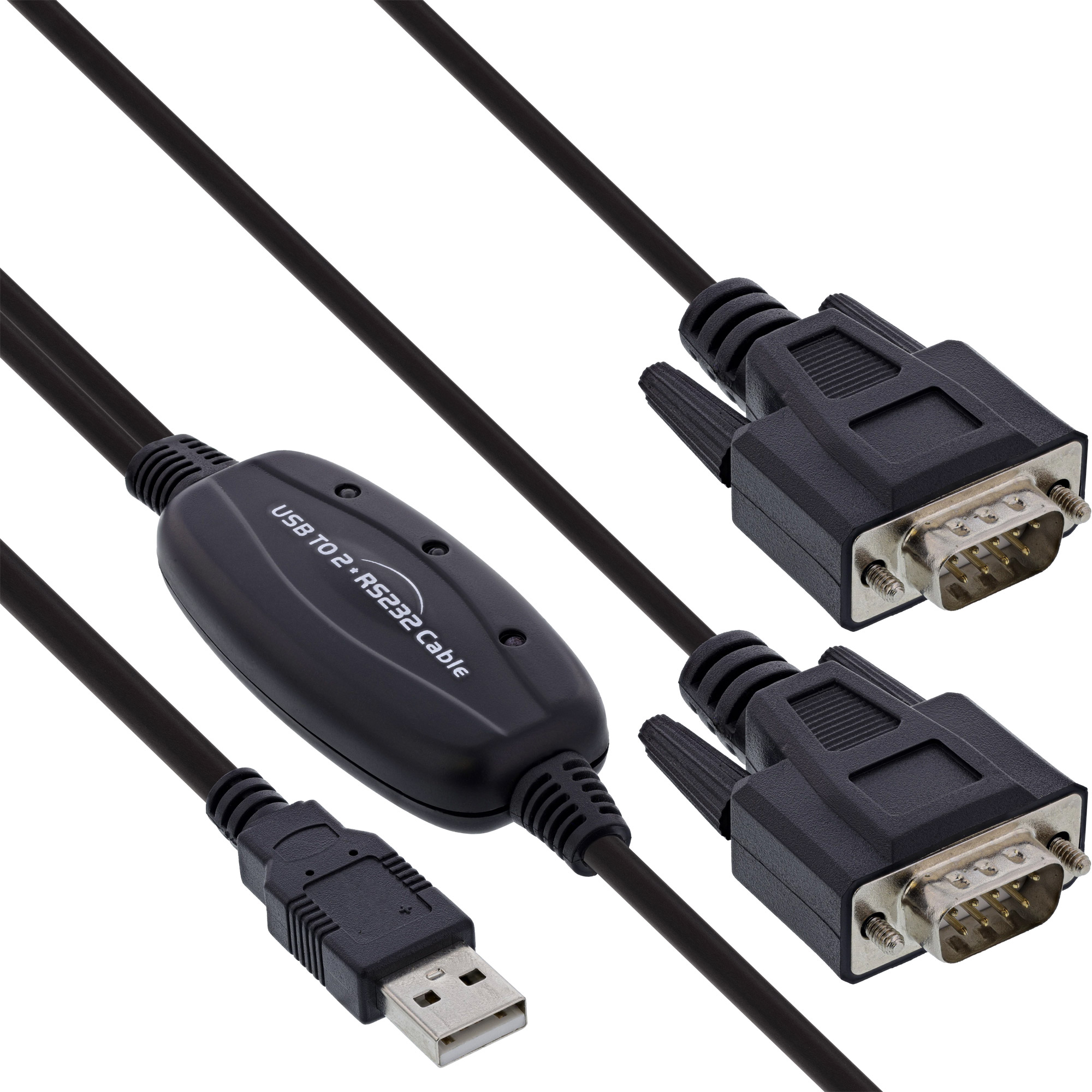Inline® USB 2.0 zu 2x Seriell Adapterkabel Stecker A an 2x 9pol SubD ST, 1,5m