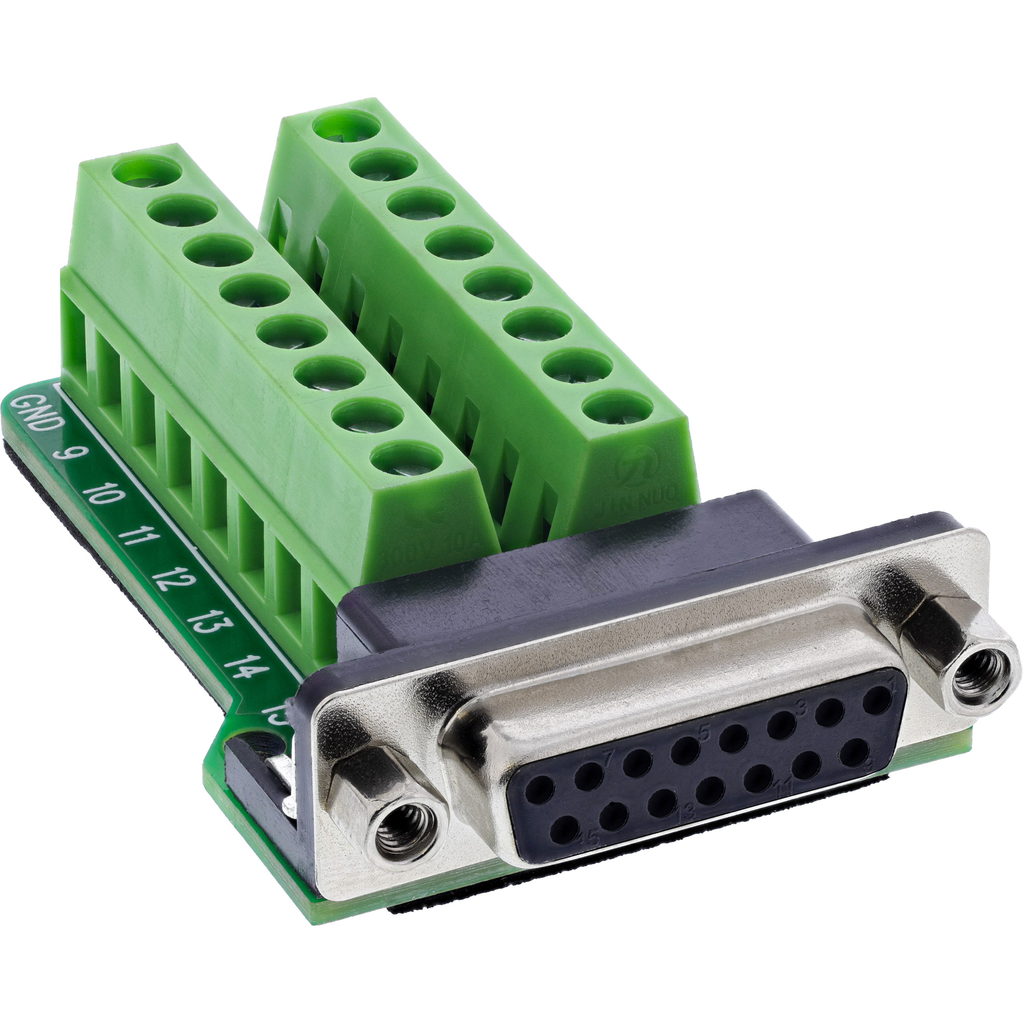 InLine® D-Sub 15 Terminalblock, Buchse, 2-reihig, Schraubklemme