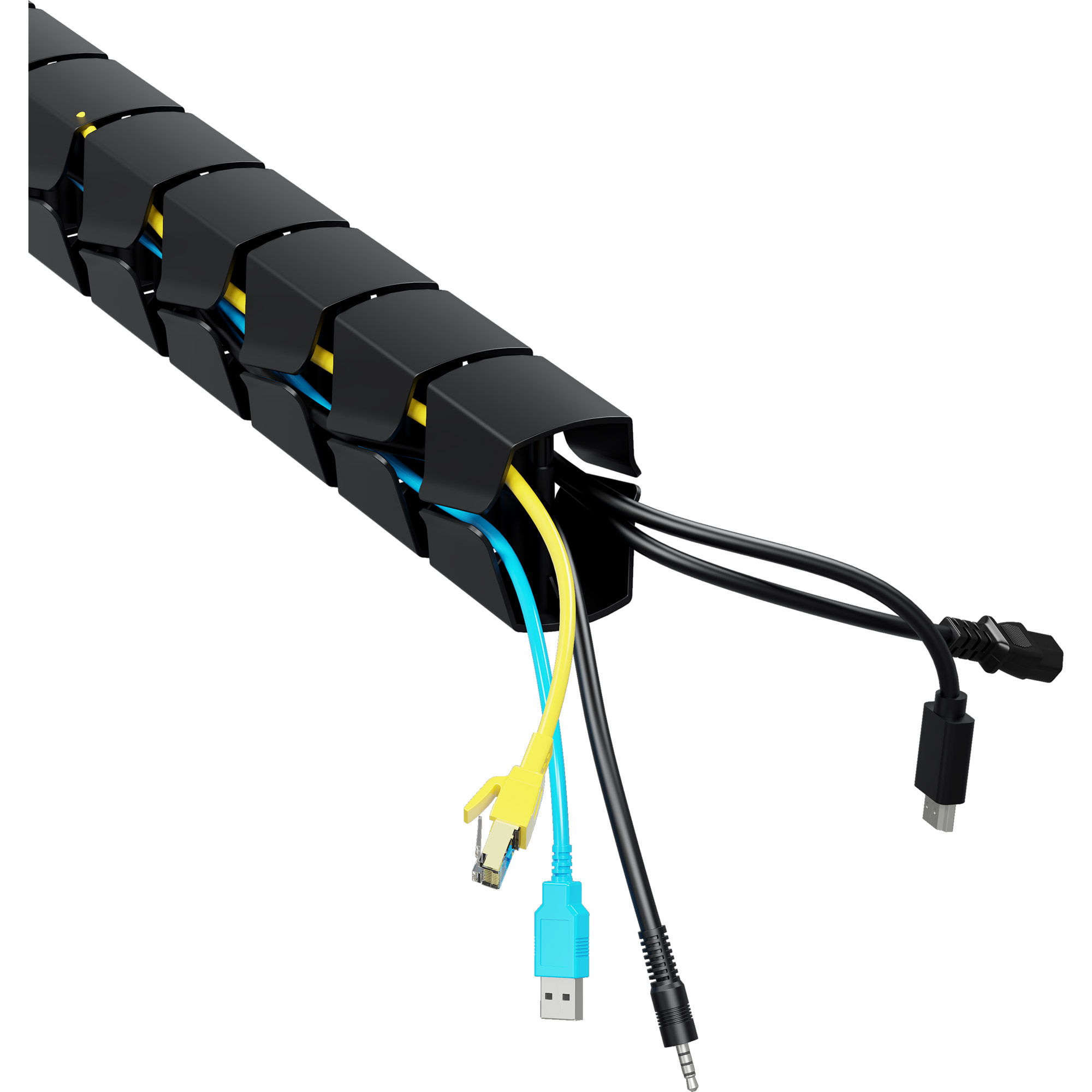 InLine® Kabelkanal flexibel für höhenverstellbare Tische mit Tischklemme Schwarz