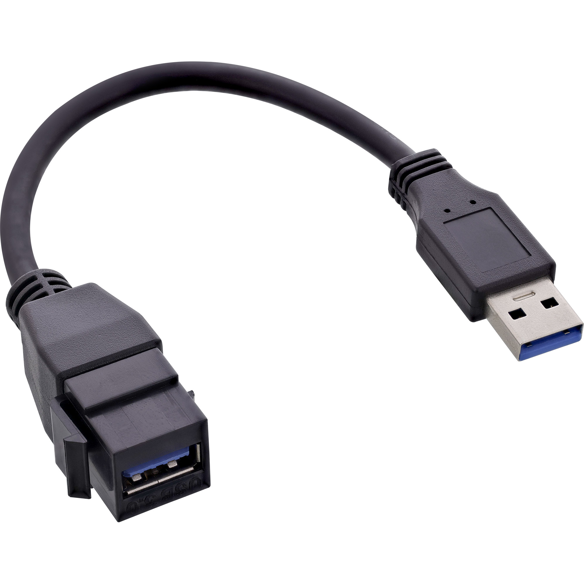 0.2m - Inline® USB 3.2 Gen1 Adapterkabel, USB A Stecker / Keystone Buchse