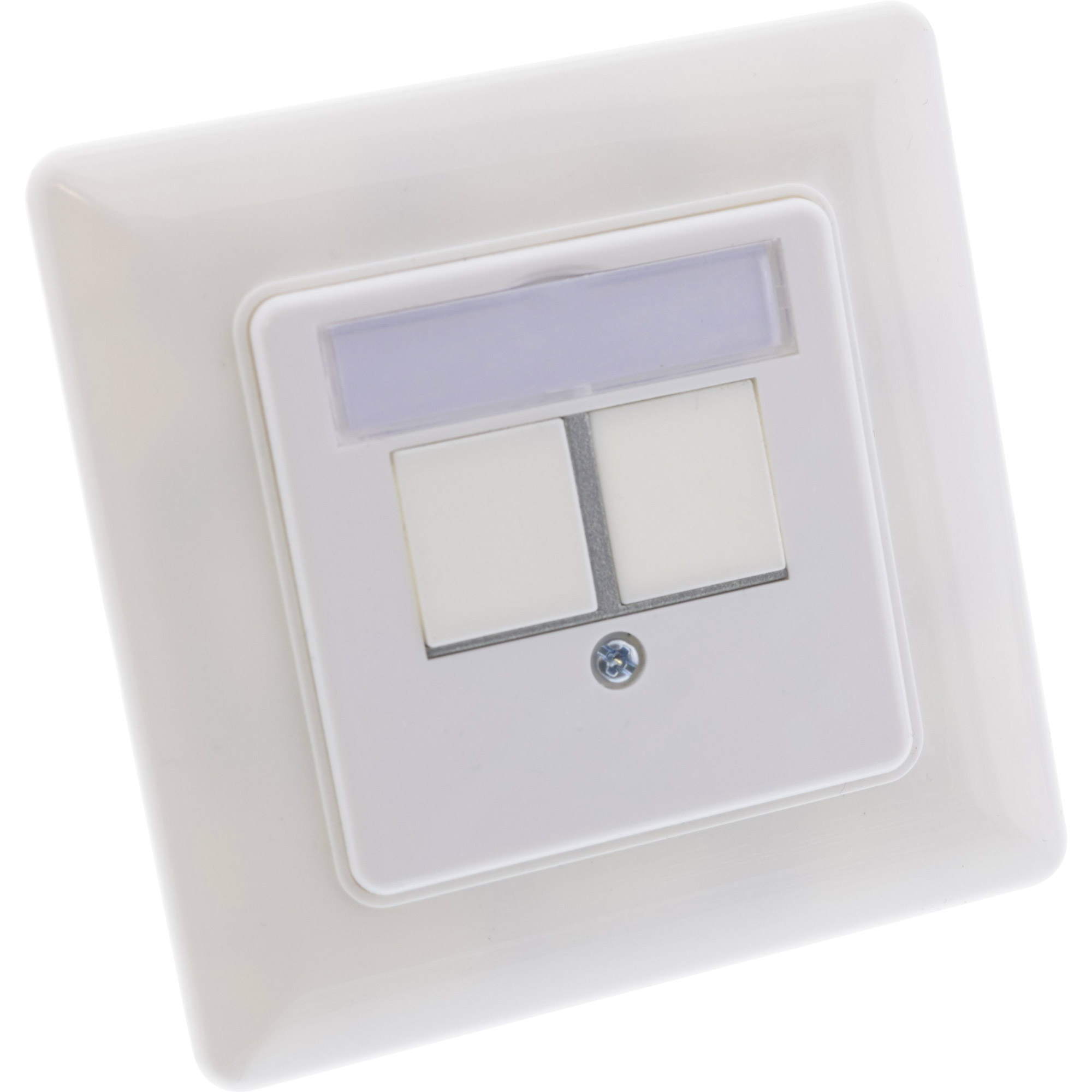 Inline® Rahmenset für 2x RJ45 Bu/LSA Einsatz 90°, Keystone SNAP-In, weiß RAL9010