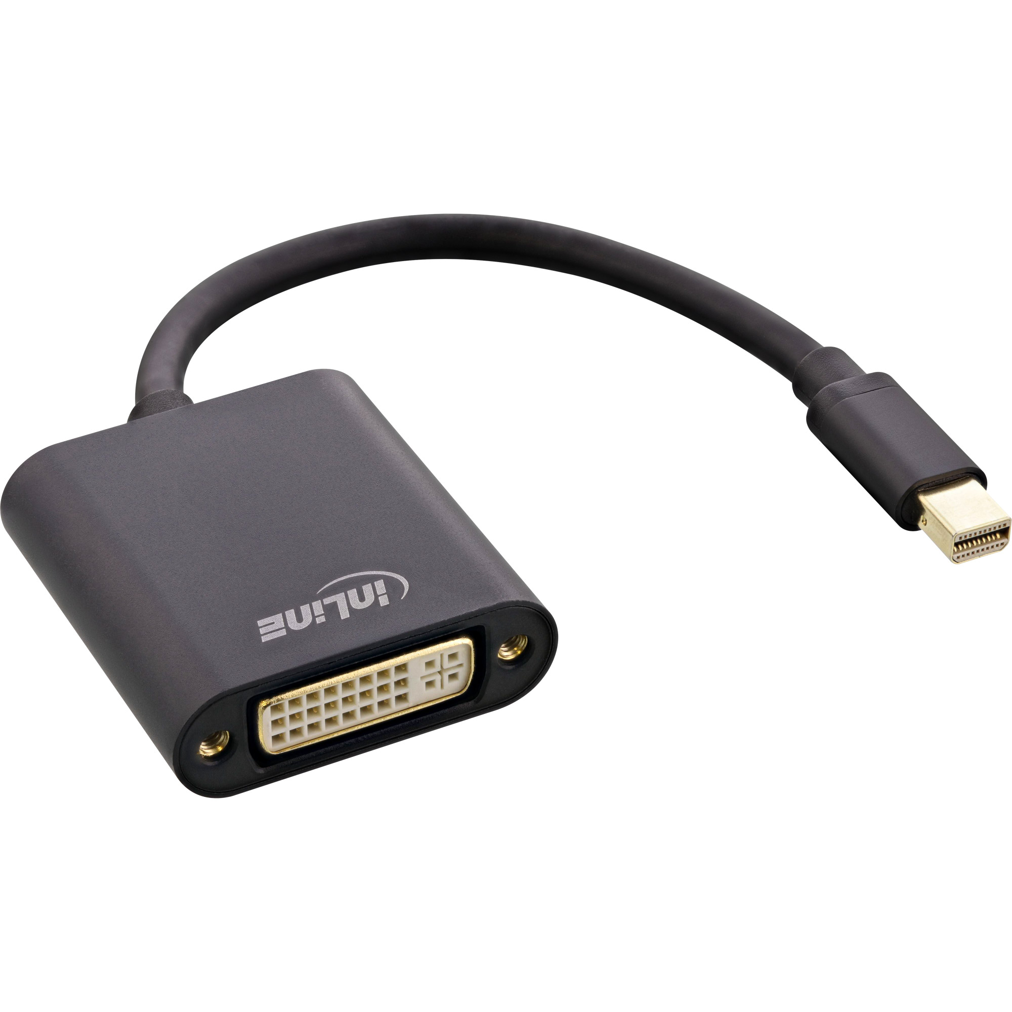 Inline® Mini DisplayPort zu DVI Adapter Aluminium, schwarz, 0,15m