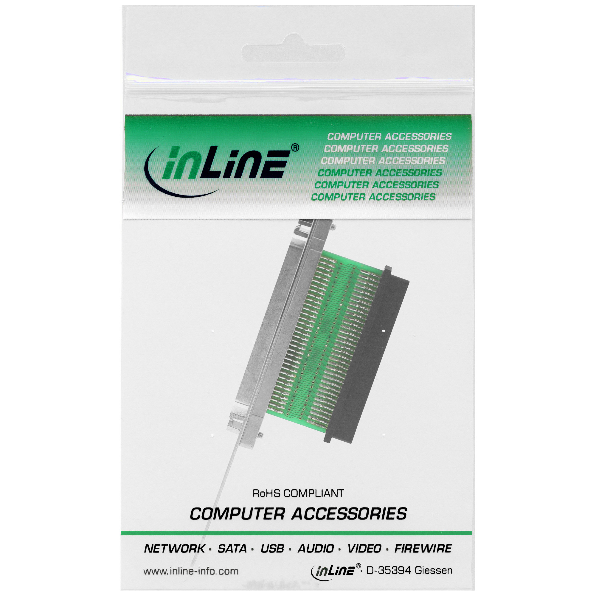 Inline® SCSI III U320 Slotblech, 68pol mini Sub D Buchse / Buchse, innen/außen