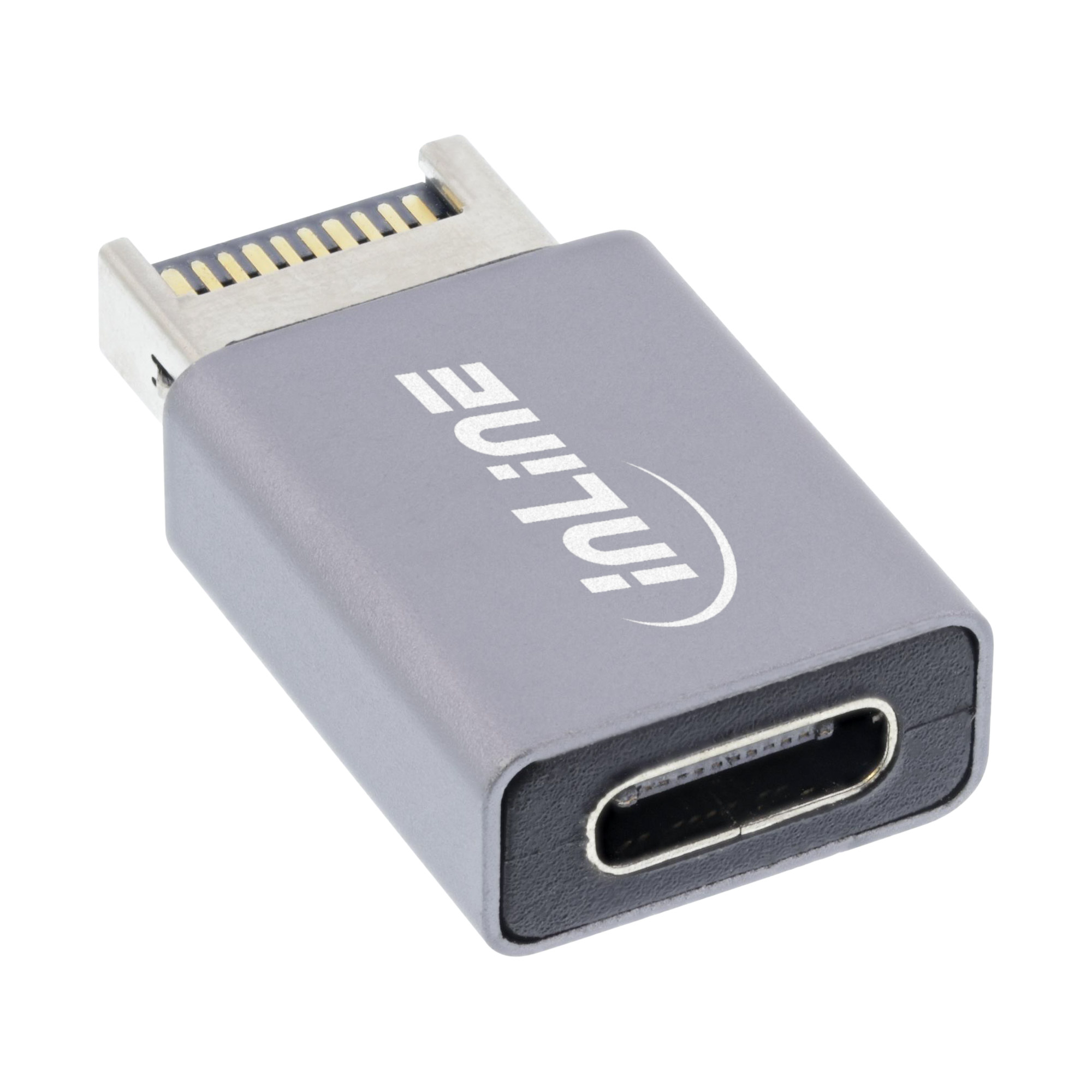 Inline® USB 3.2 Adapter, intern USB-E Frontpanel Stecker zu USB-C Buchse Inline® USB 3.2 Adapter, intern USB-E Frontpanel Stecker zu USB-C Buchse