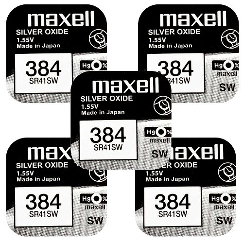 5x Maxell SR41SW 384 Silberoxid Batterie 1,55V