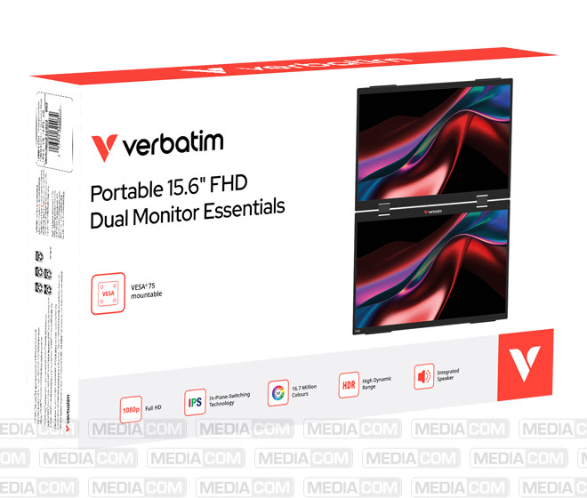Portable Dual Monitor, 2 x 15.6'' (39.62cm), LCD, Full HD