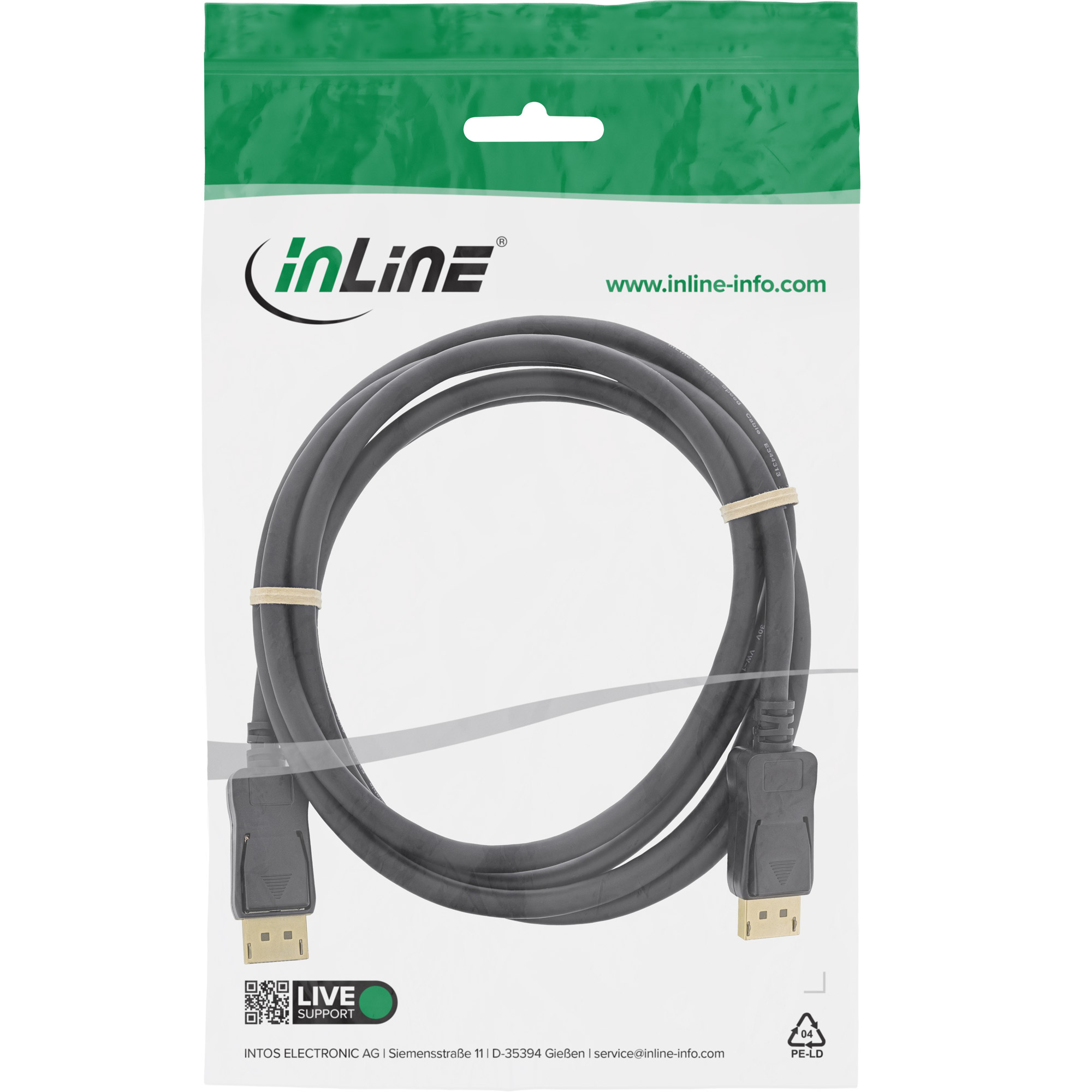 Inline® DisplayPort Kabel, schwarz, vergoldete Kontakte, 1m