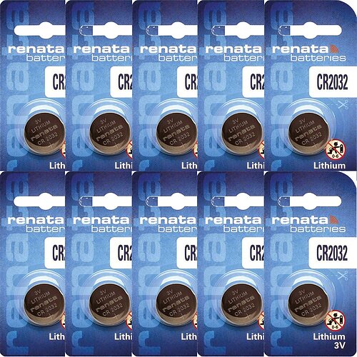 10x Renata CR2032 Lithium Knopfzelle 3V Batterien