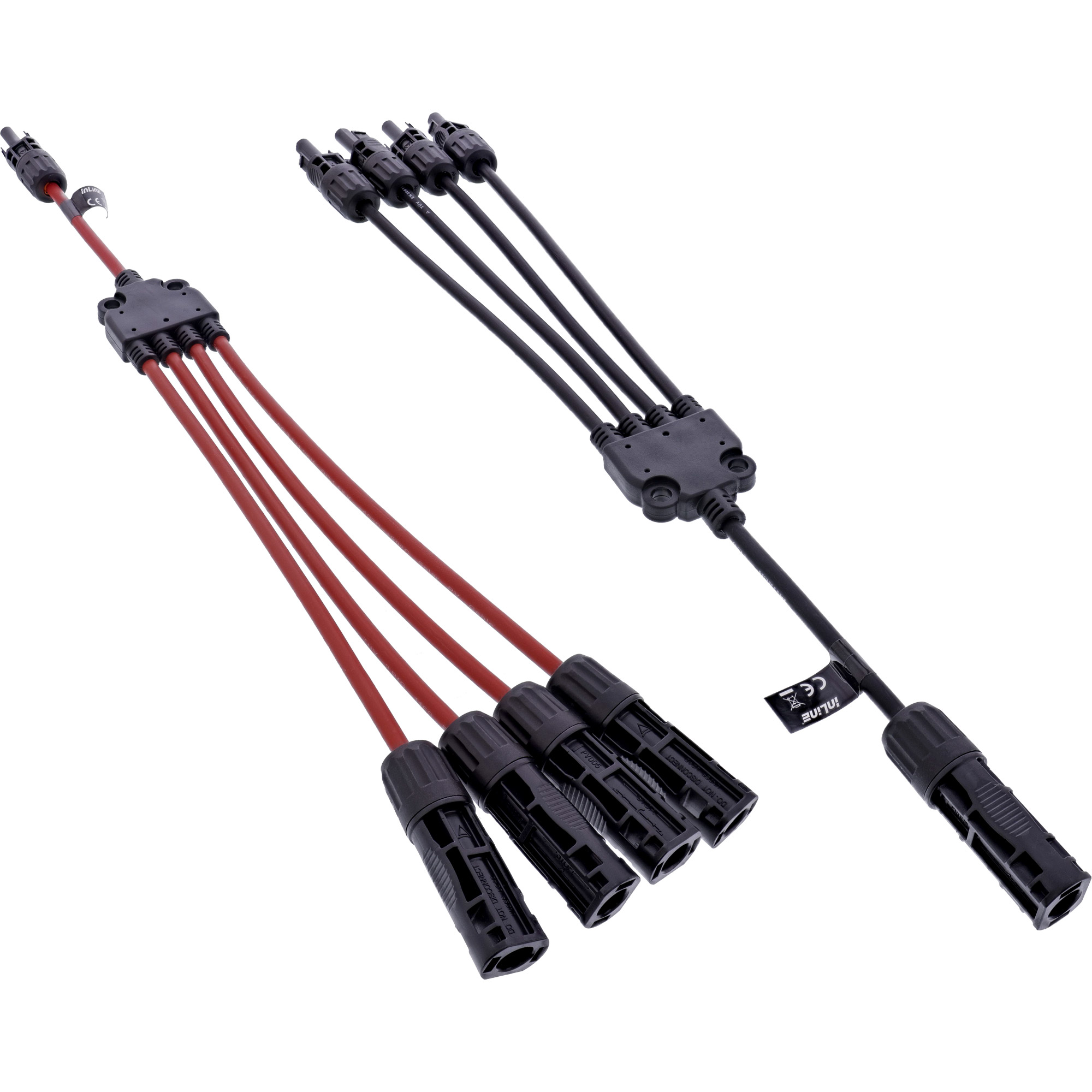 0.42m - InLine® Solarkabel 4-fach Verteiler-Set schwarz/rot