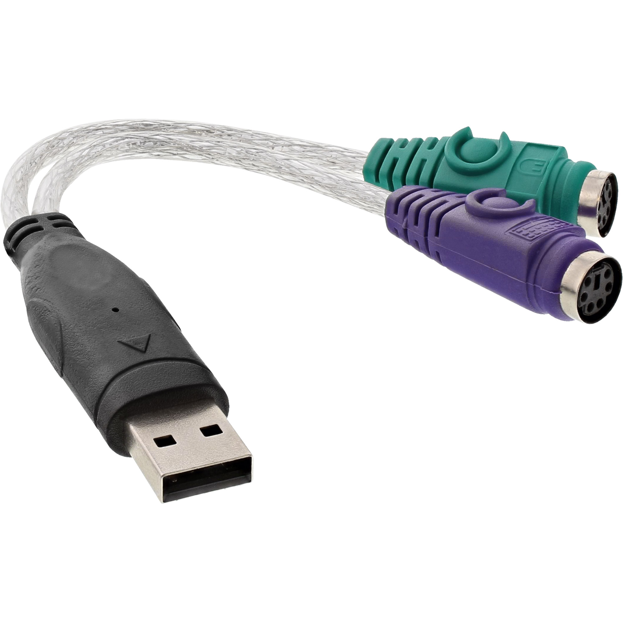 Inline® USB zu PS/2 Konverter, USB Stecker an 2x PS/2 Buchse für Maus + Tastatur