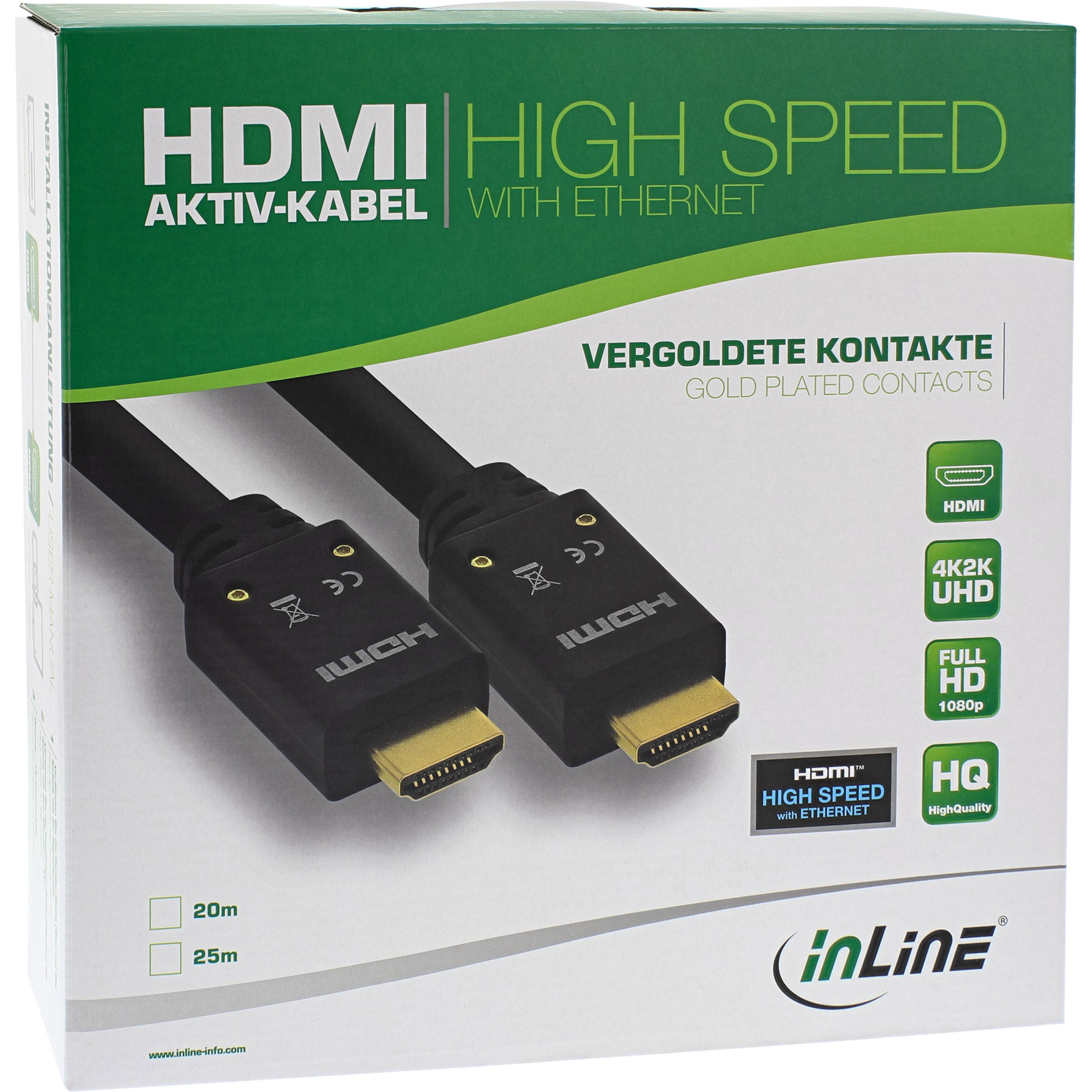Inline® HDMI Aktiv-Kabel, HDMI-High Speed mit Ethernet, 4K2K, ST/ST, 15m Inline® HDMI Aktiv-Kabel, HDMI-High Speed mit Ethernet, 4K2K, ST/ST, 15m