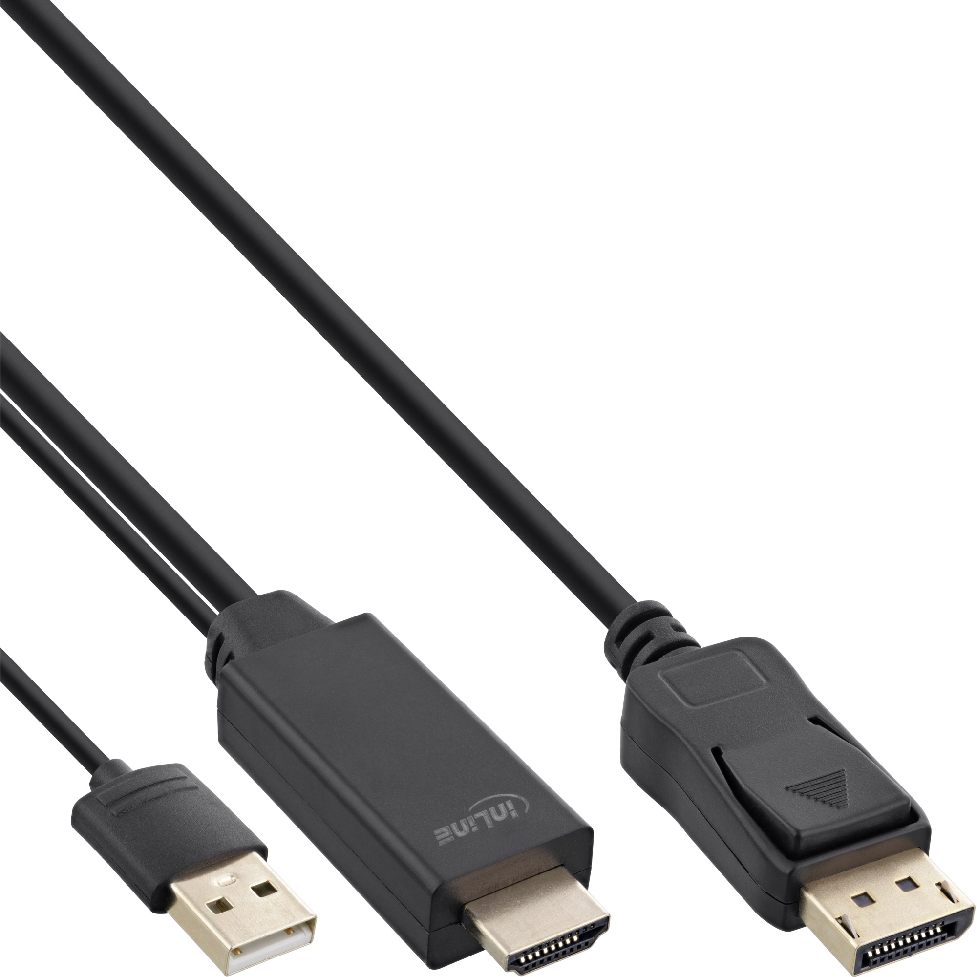 Inline® HDMI zu DisplayPort Konverter Kabel, 4K, schwarz/gold, 1m