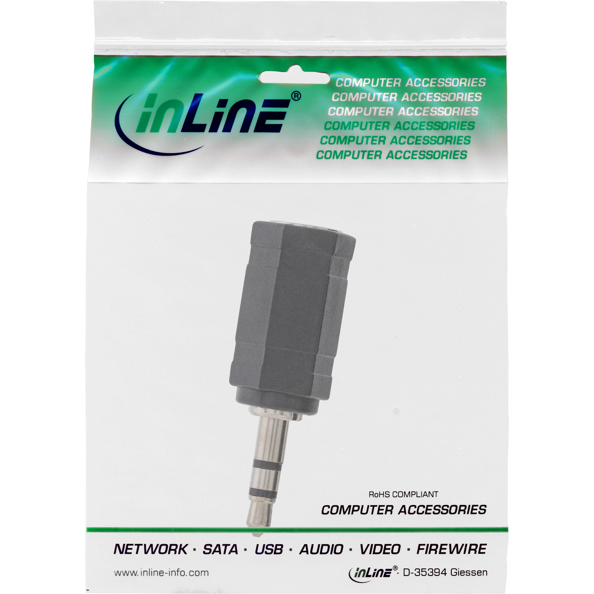 Inline® Audio Adapter, 2,5mm Klinke Buchse an 3,5mm Stecker, Stereo