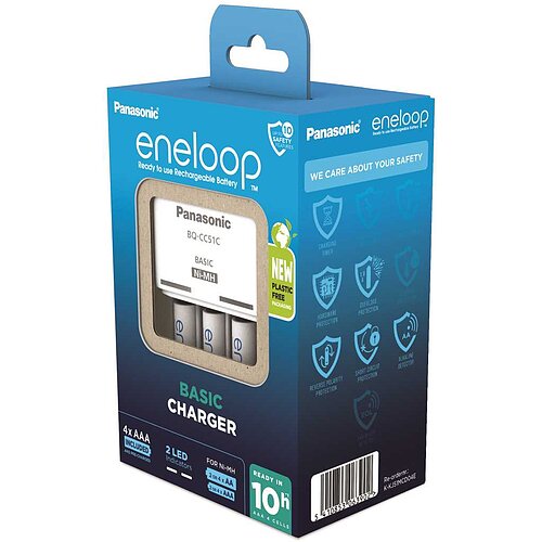 Panasonic eneloop Basic Charger BQ-CC51C inklusive 4x HR-4UTGB / BK-4MCDE