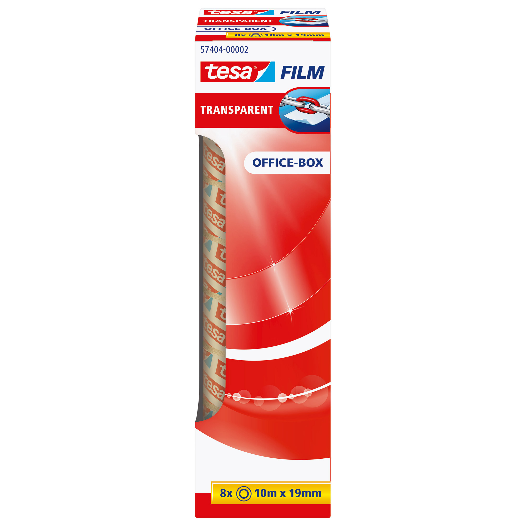 tesafilm® transparent, 8 Rollen, Office Box, 10m x 19mm
