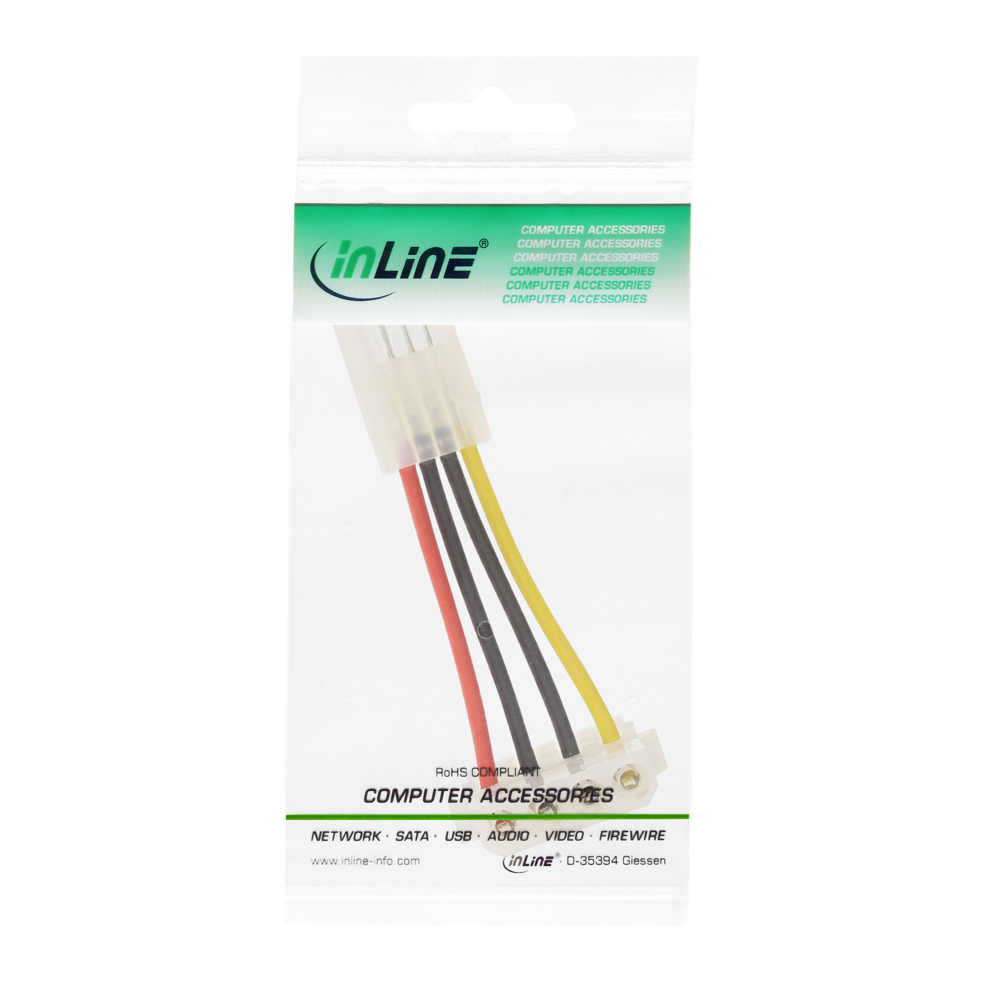 Inline® Stromadapter, 8,89cm (3,5") Buchse zu 13,34cm (5,25") Stecker gewinkelt