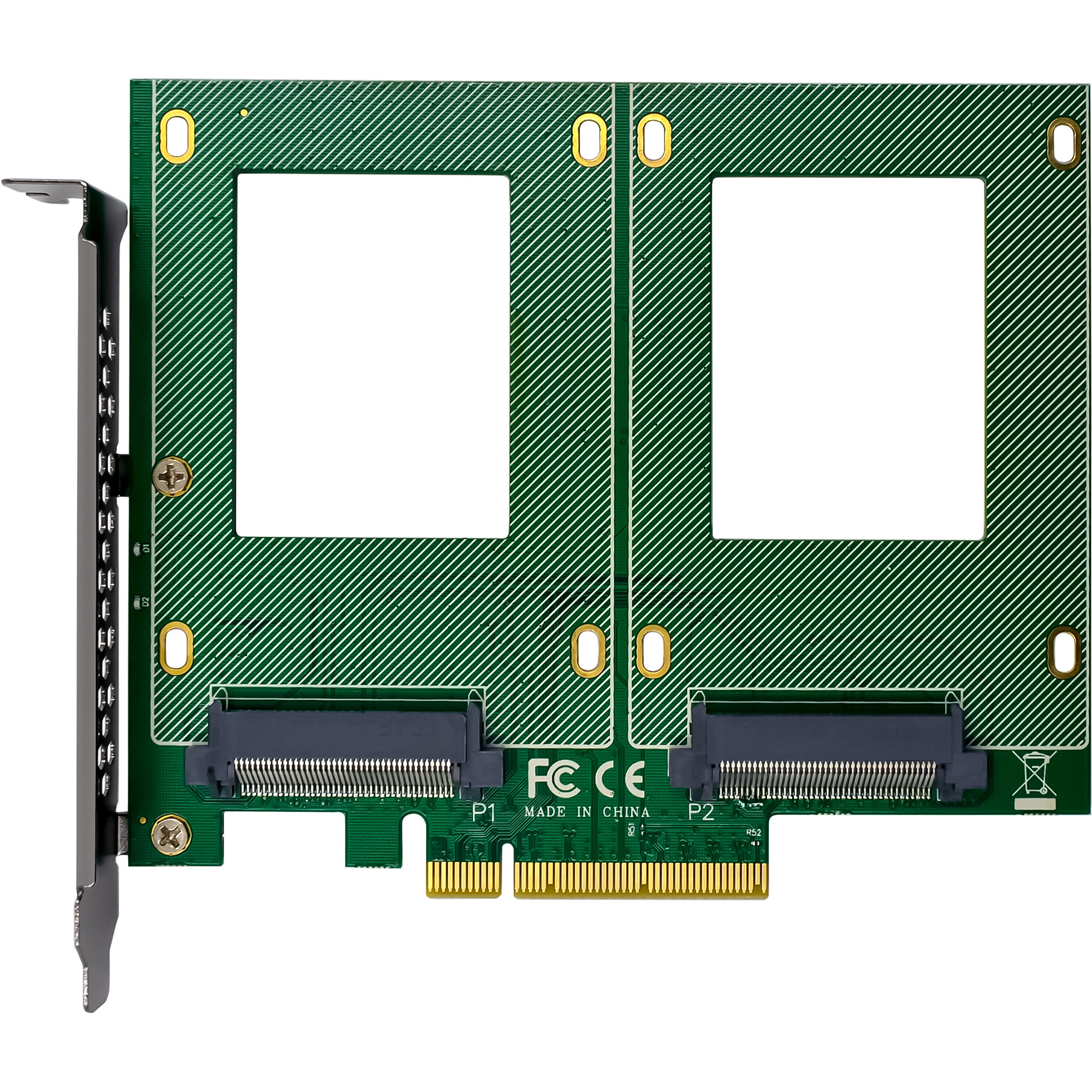InLine® PCIe Karte zu 2x intern U.2 NVMe SFF-8639 - Bifurcation, PCIe x8, breit