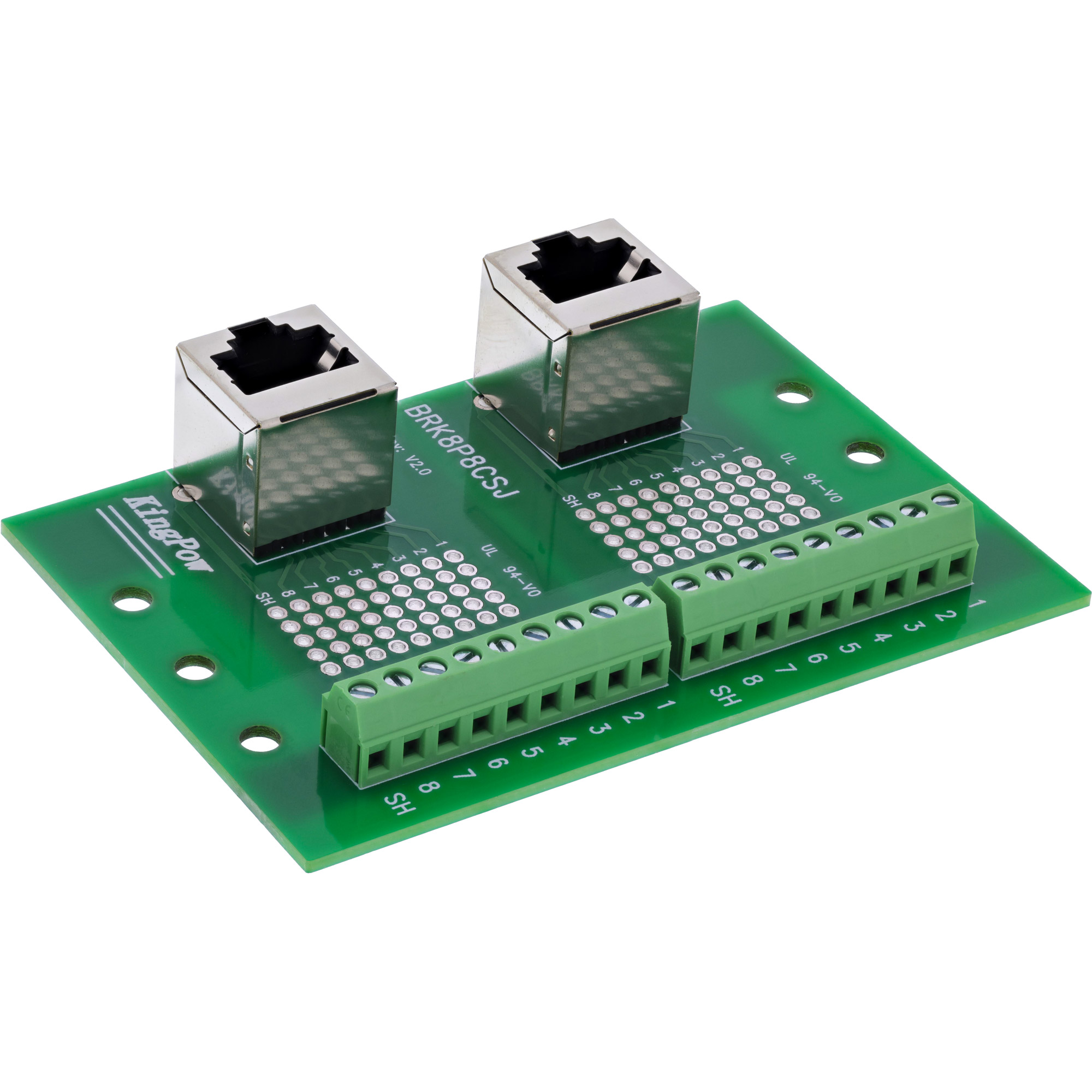 InLine® Terminalblock, 2x RJ45 Buchse, gewinkelt oben, für Hutschiene