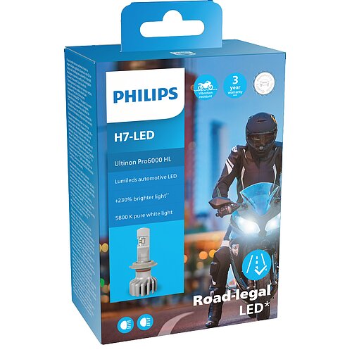 Philips H7 12V 20W PX26d Ultinon Pro6000 LED 5800K Motorrad mit Straßenzulassung 1 Stück