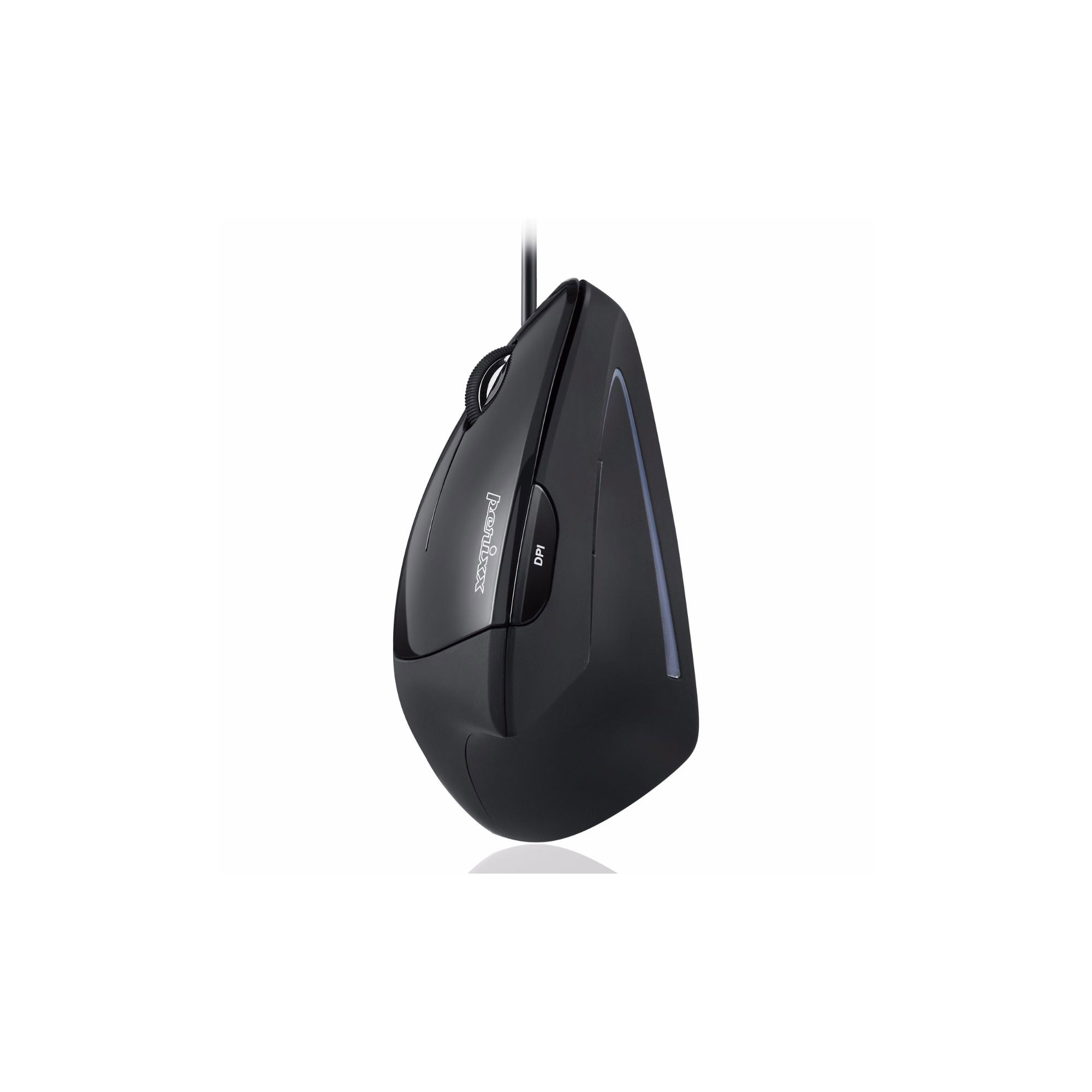 Perixx PERIMICE-513 L, ergonomische Maus, für LinksHänder, vertikal, schwarz