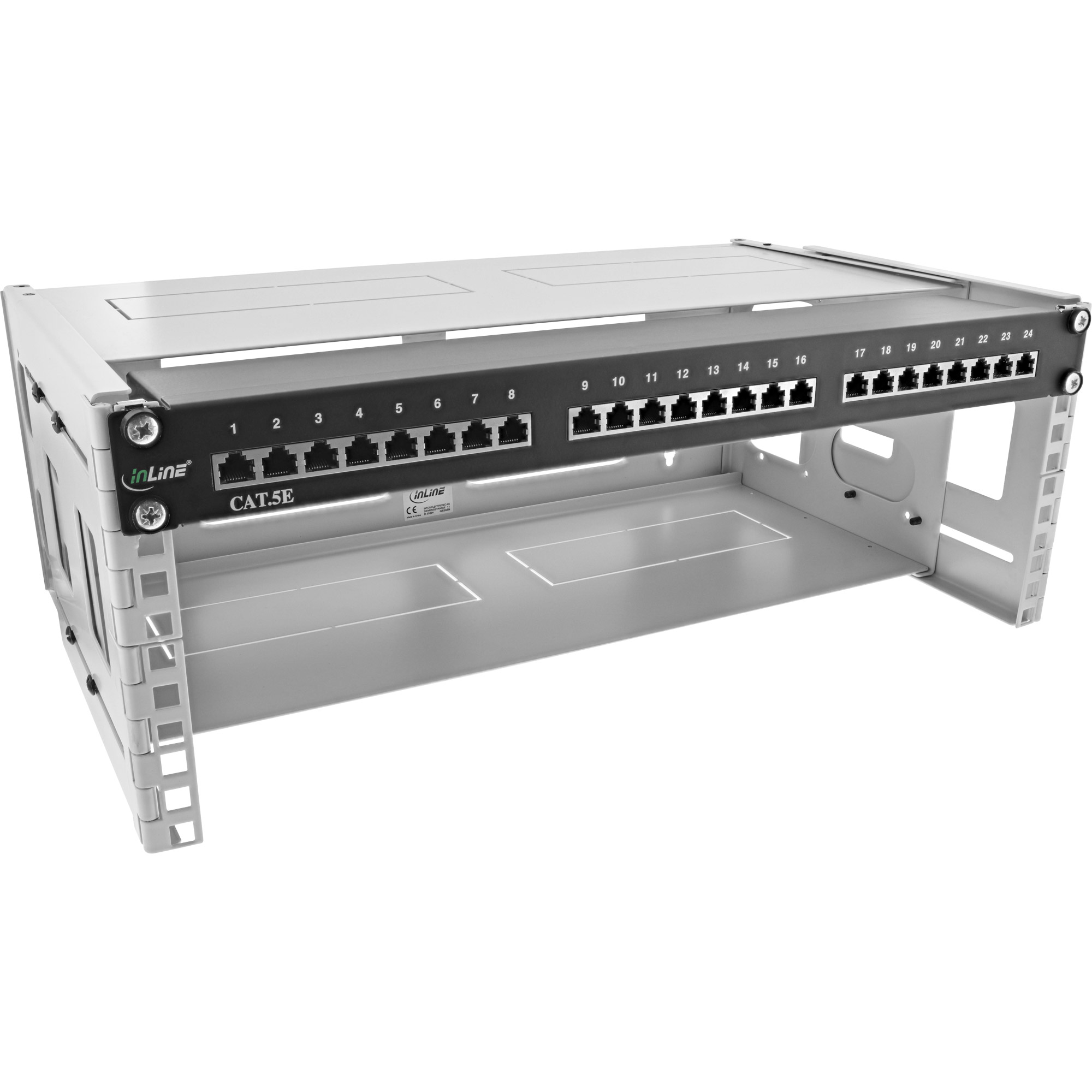 Inline® 19" Rack zur Wandmontage, 4HE, 24-40cm Tiefe, mit Abdeckung, grau