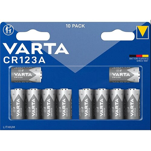10x Varta Lithium 3V CR123A CR17345 Batterie