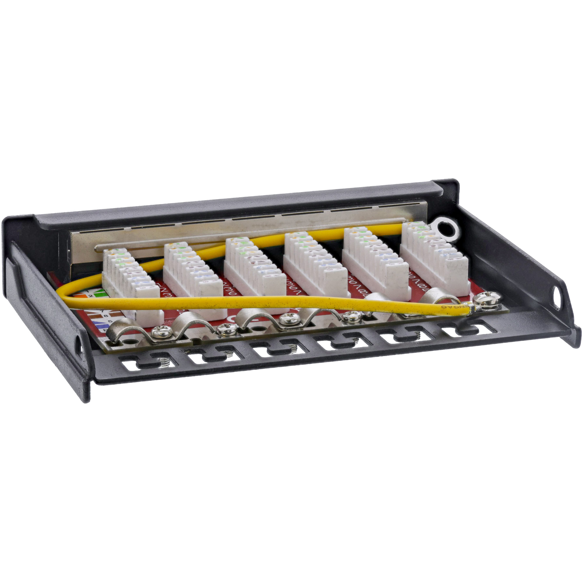 Inline® Patchfeld Cat.6A 0,5HE 6-fach, Tisch/Wand/Hutschiene schwarz Staubschutz