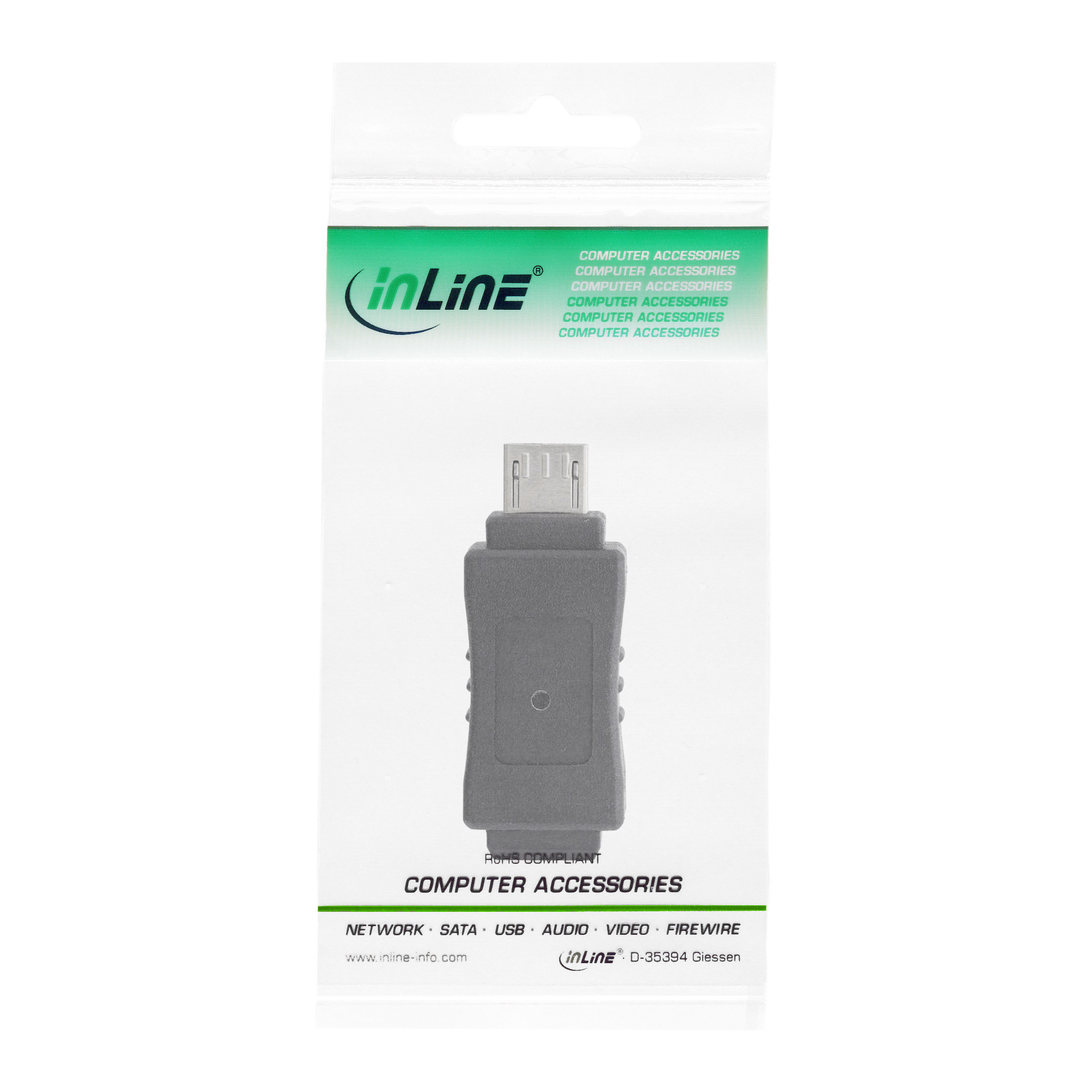 Inline® Micro-USB Adapter, Micro-B Stecker an Mini USB 5-pol Buchse